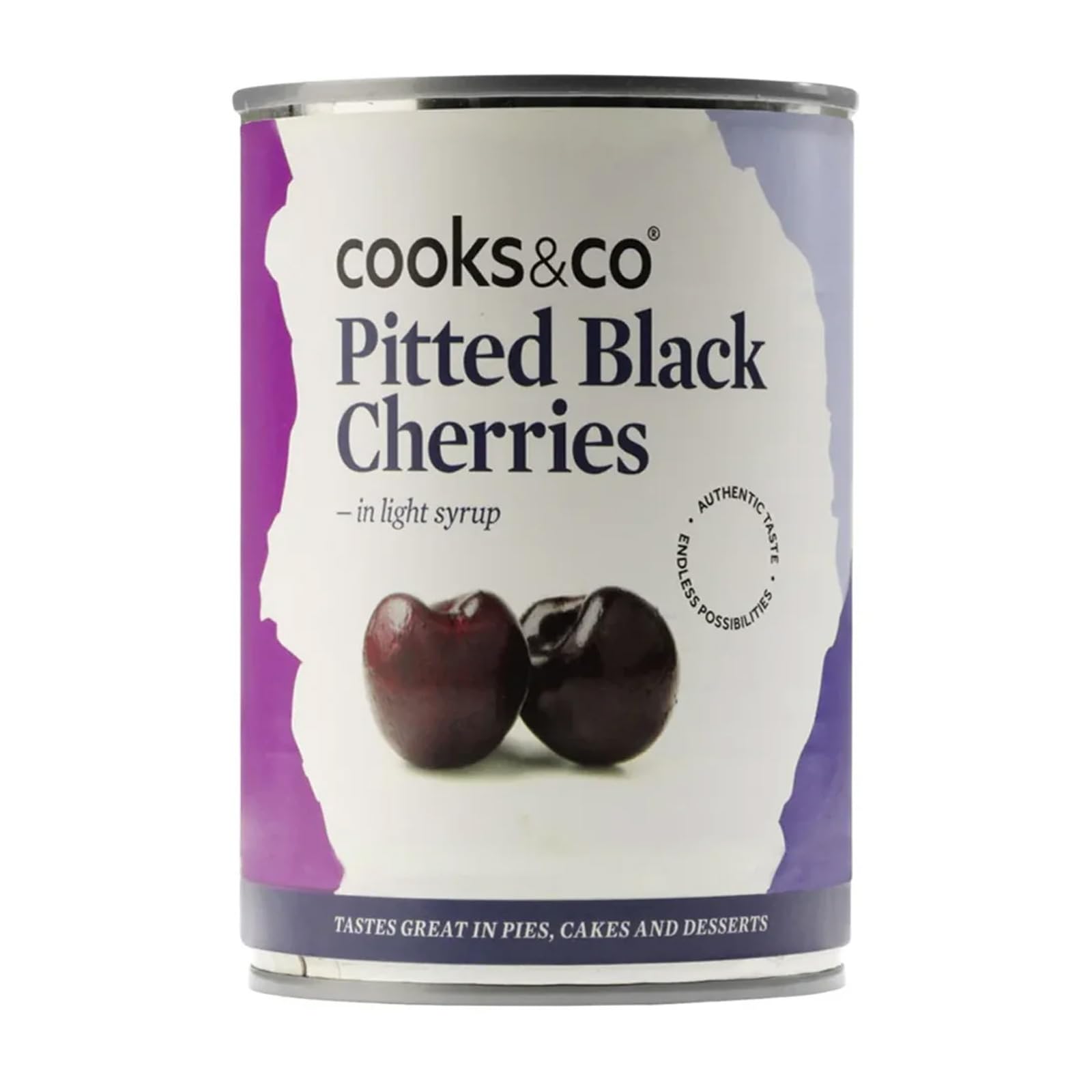 Pitted Black Cherries in Syrup - Cooks & Co - 425g