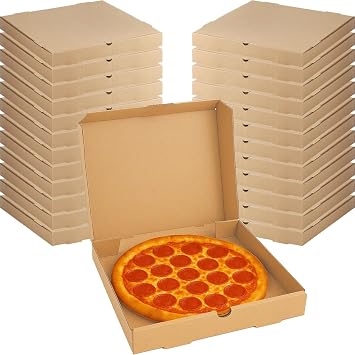 Pizza Boxes 18" x 18" - 50 Pack Kraft Corrugated Cardboard, Recyclable and Grease-Resistant Takeout Boxes, Plain Flat Packed Containers for Pizza, Bakery, Food Delivery