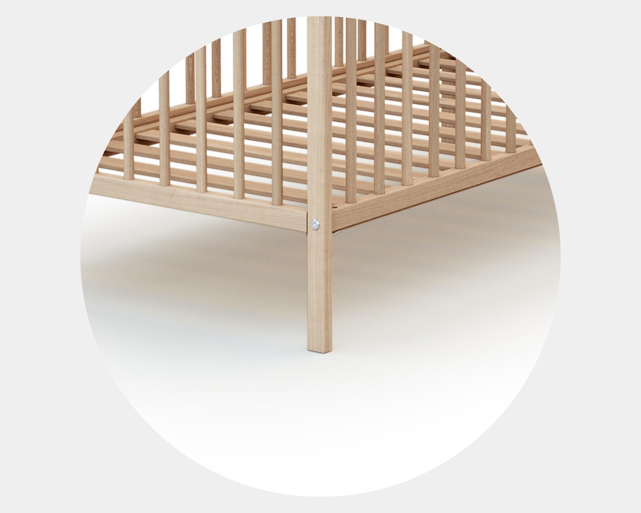 Lit bébé 60x120cm Hêtre Brut Bois massif Sommier réglable 3 hauteurs