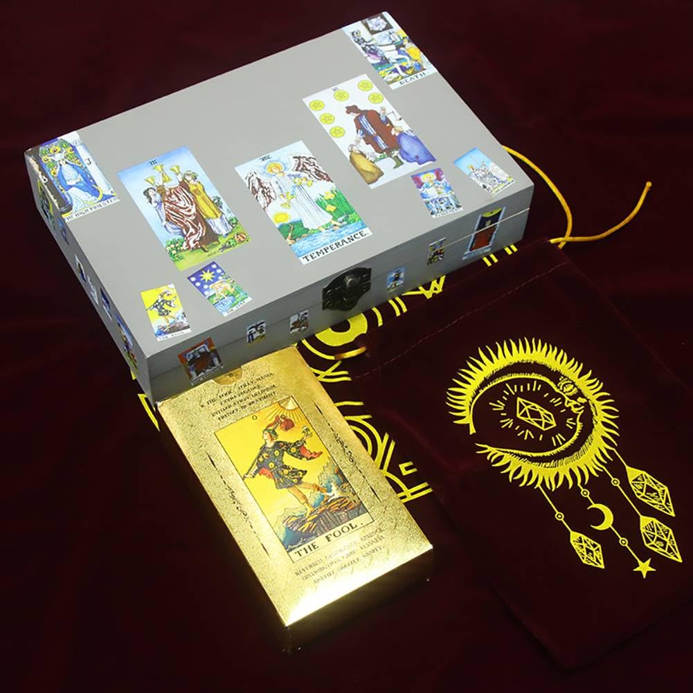 Générique Jeu de Cartes de Tarot avec Guide, Cartes de Tarot imperméables en Feuille d'or, Jouet révélateur de Fortune, lecteurs Experts débutants Gold Foil Tarot