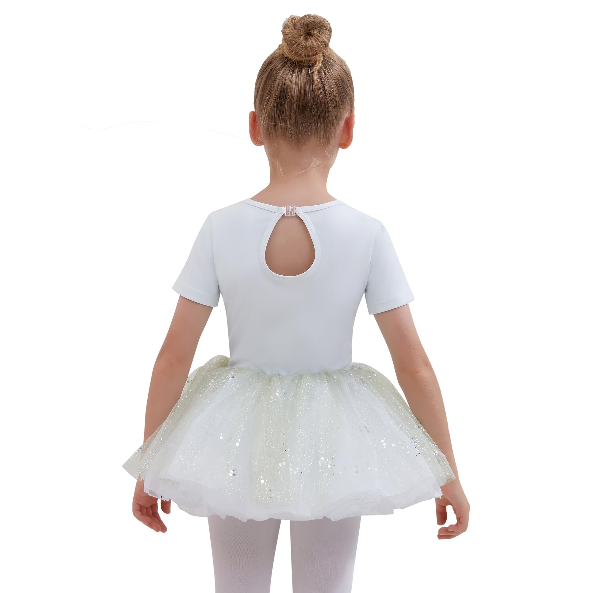 Ragazza Vestiti da Balletto Body Danza Tutu Body Balletto Leotard Morbido Cotone Manica Corta Ginnastica Leotards con Rimovibile Gonna Tutu per Ballo