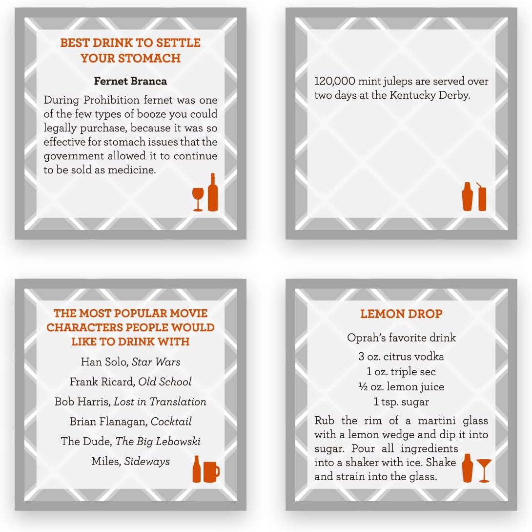 TableTopics Cocktail Question Card Game - 135 Conversation Starter Cards Featuring Questions, Facts, Quotes, and Mixed Drink Recipes, Fun Party Game for Adults - Image 4