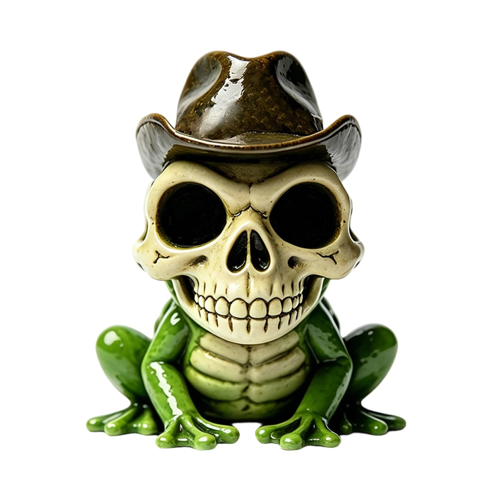 Tuxoiou Halloween Skull Frog Figurine, Small Resin Frog Sculpture, Collectable Spooky Frogs Ornament for Home Office Table Shelf Decor A
