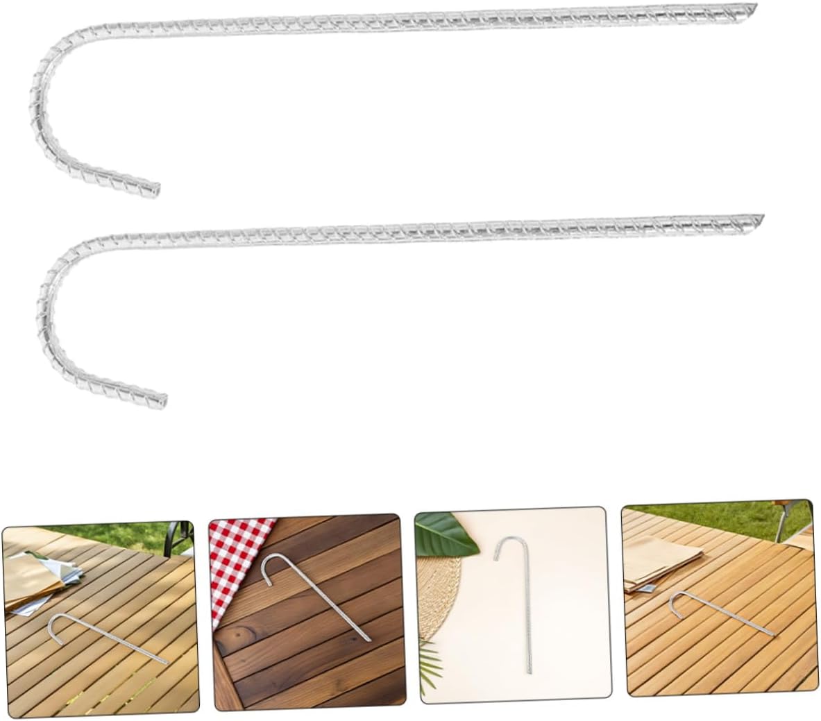 DOITOOL Heavy Duty Tent Stakes 8mm Threaded Steel Rebar Ground Anchors with Hook, 4pcs Camping Metal Stakes for Outdoor Tents, Gazebos, and Camping Site Stabilization