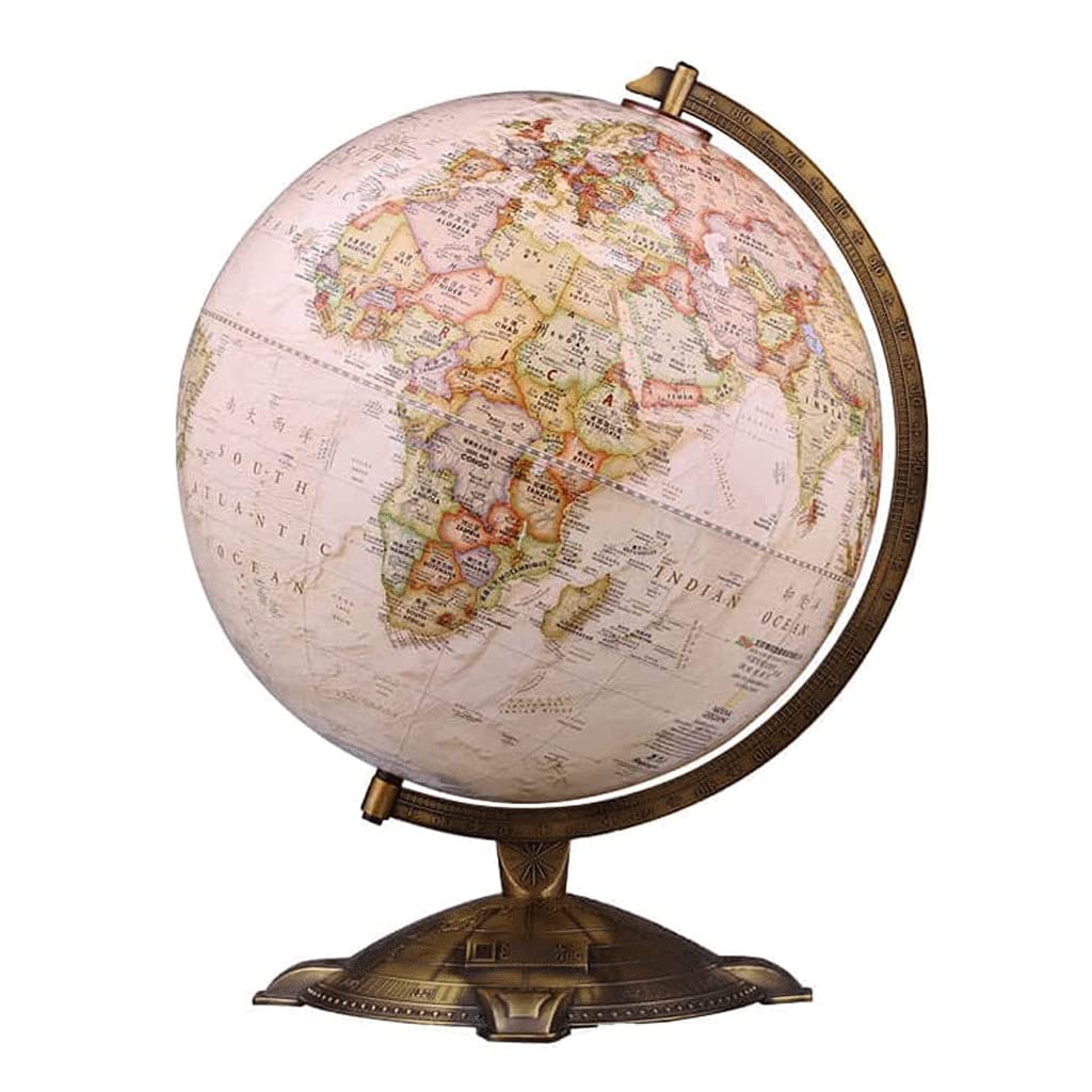 Gpdnbieu A Creative With Ntique Shaded Raised Embossed Globe With Bronze Metal Stand Clear Text Marking