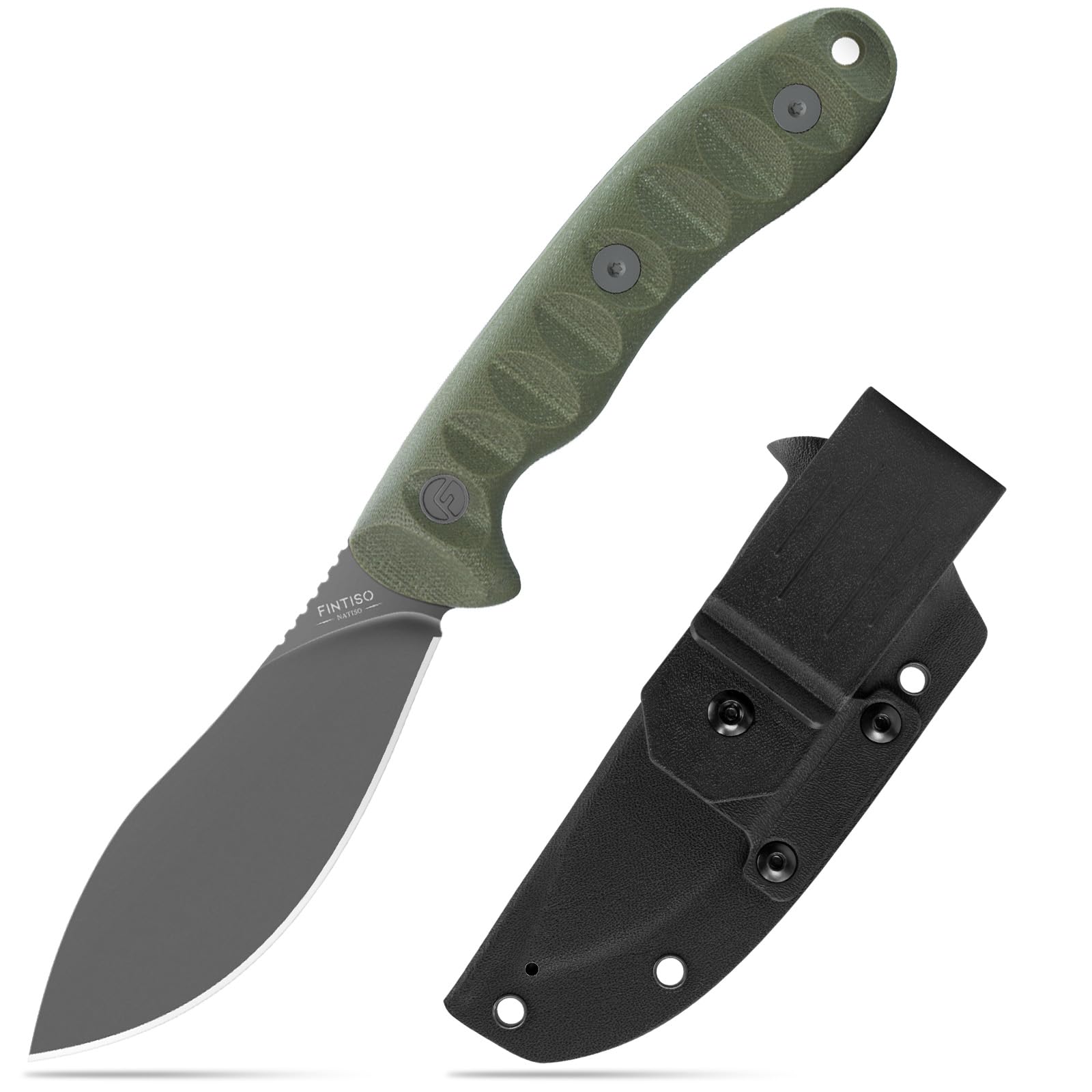 FINTISO Nazar Fixed Blade Knife with Kydex Sheath, 4.24