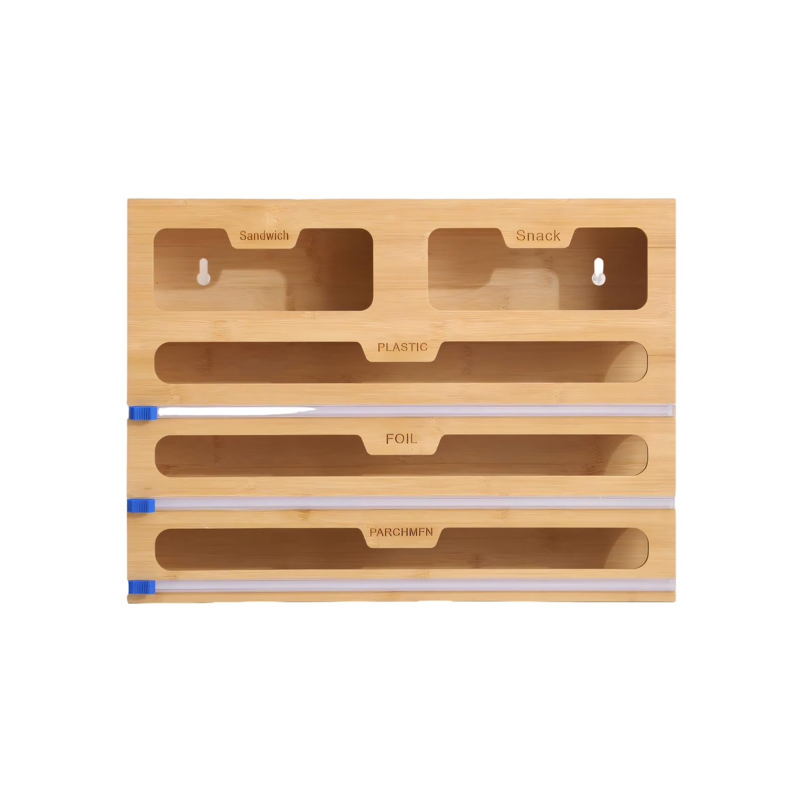 Kaeltsyn Sustainable Wood Storage Container for Aluminum Foil and Sandwich Bags with Built-in Dividers Kitchen Clutter Planner