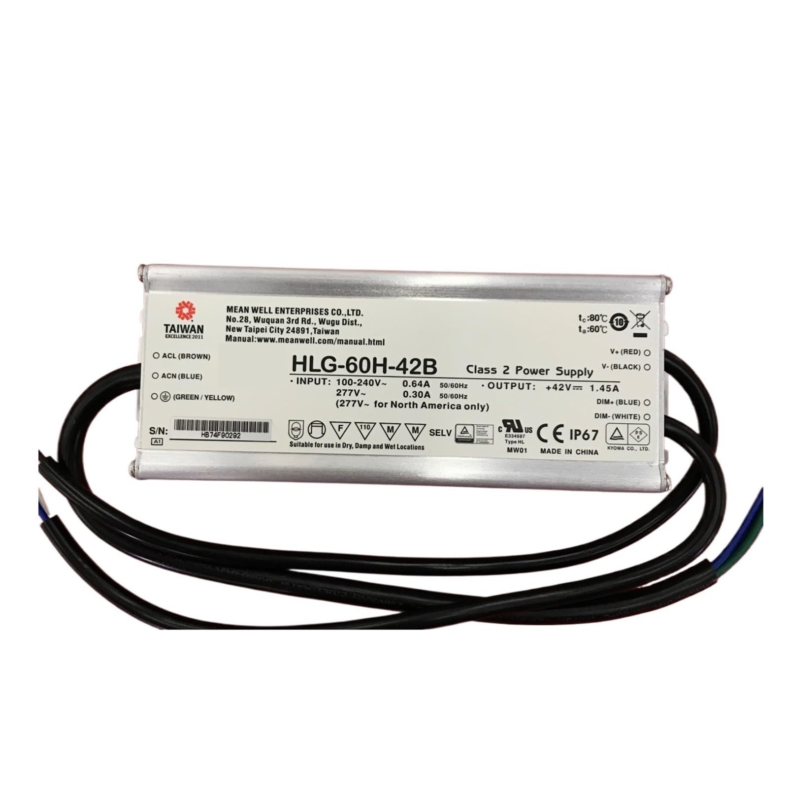 BALYDLUL 60W constant voltage+constant current dimmable LED driver HLG-60H-15B 30V 20V 24V 36V 42V 48V 54V(HLG-60H-24B)