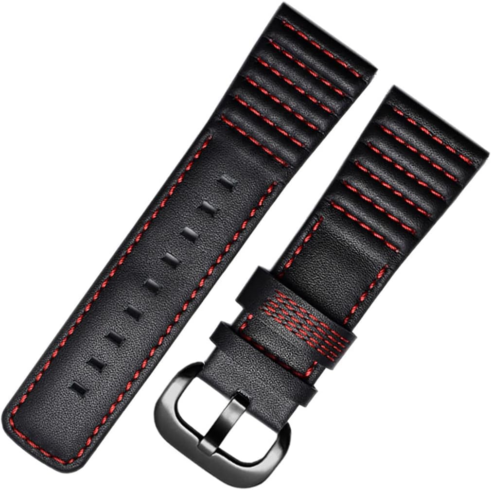 28mm Men's Genuine Leather Watch Band Compatible with Seven Friday M1 M2 P3 SF Calfskin Black Watch Straps with Heavy Duty Metal Buckle Watch Accessories