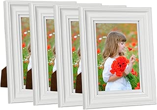 Hap Tim 5x7 Picture Frame White Wooden Photo Frames for Tabletop Display and Wall Decoration, Set of 4 (CWH-5x7-WT) - coolthings.us