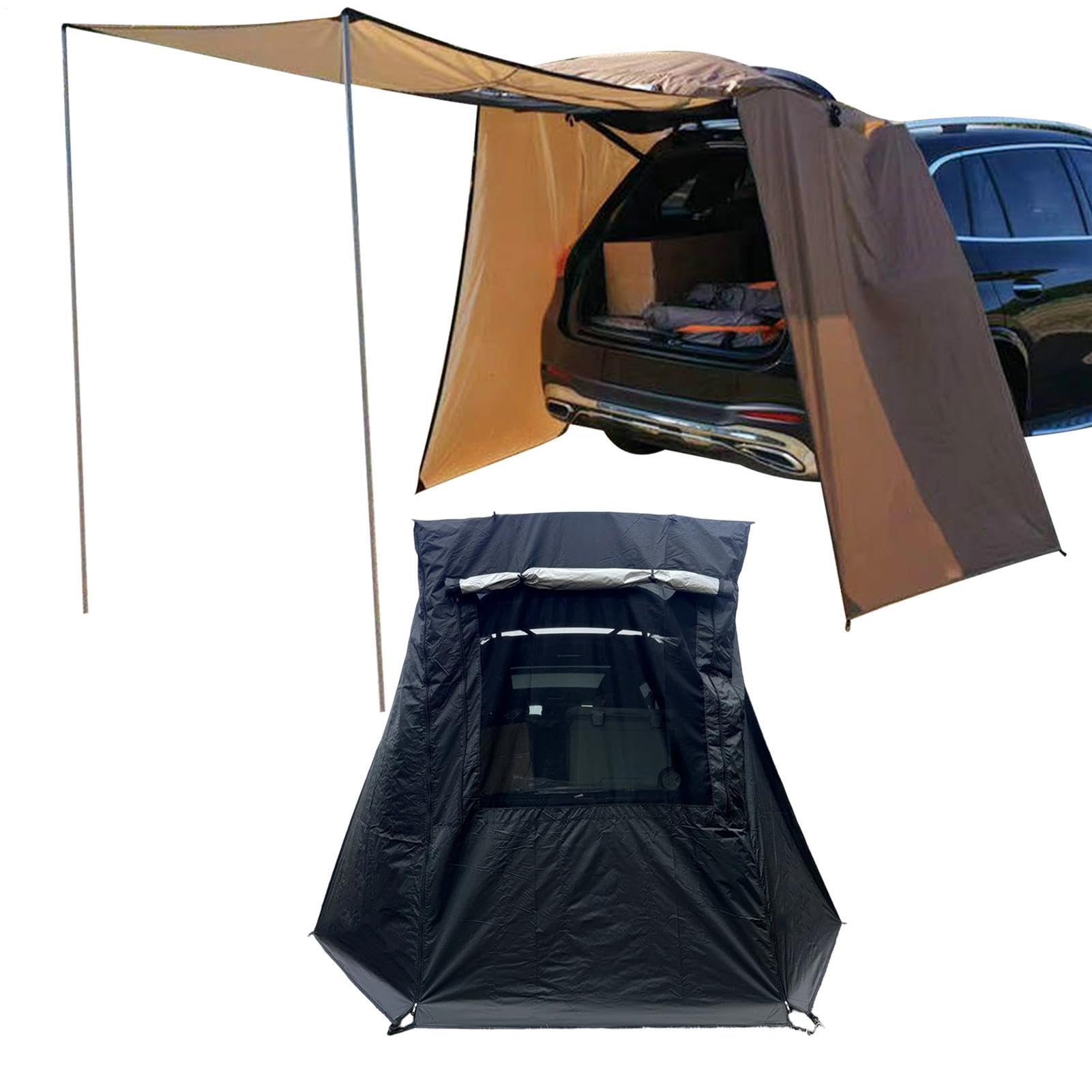 Universal SUV Tent For Car Camping, Waterproof Tailgate Awning Shelter With mosquitoes nets, Easy Setup Drive-away Awning Canopy For Hatchback & Minivan, Outdoor Travel Gear