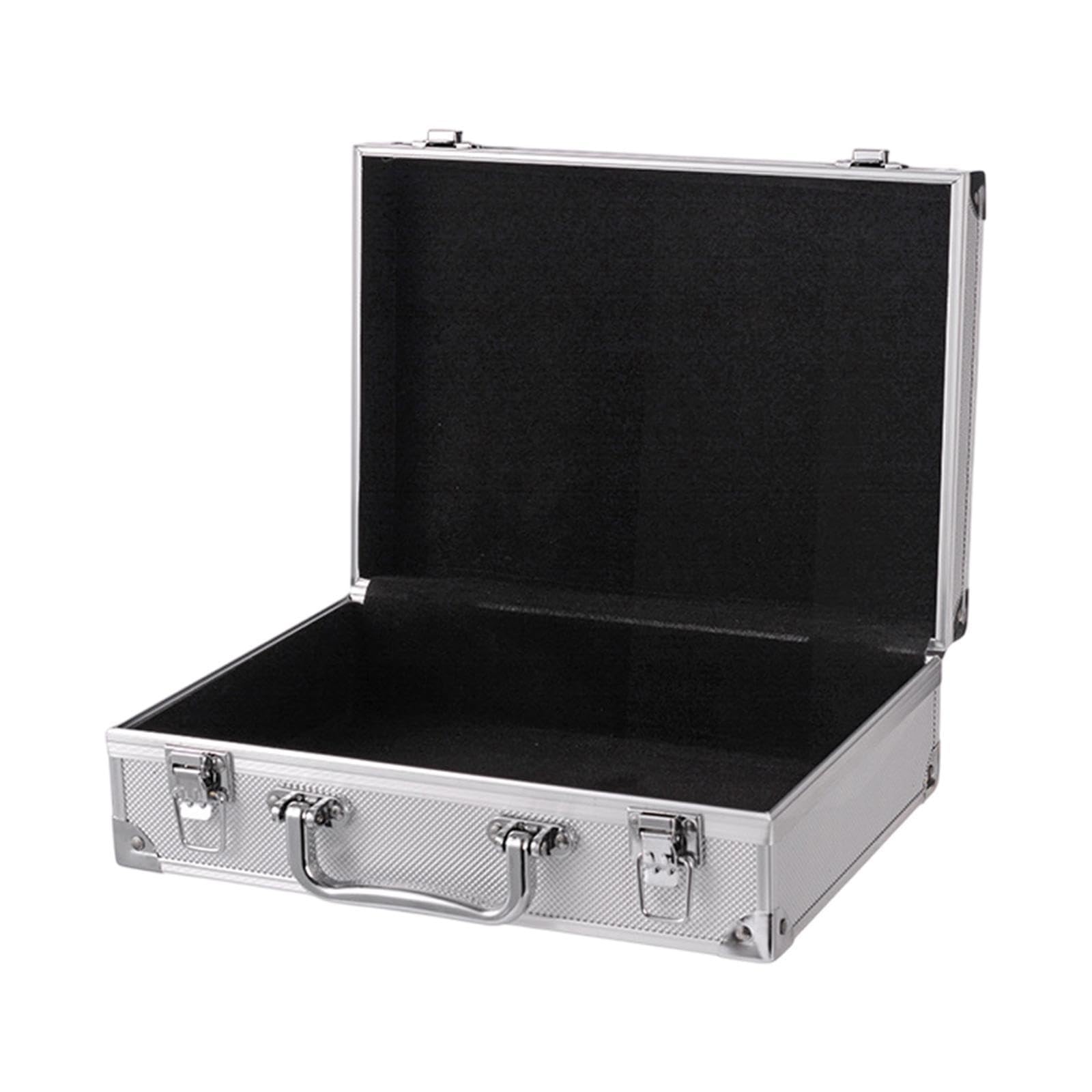 Generic Estuche de transporte de carcasa dura, caja organizadora de, Maleta portátil, marco de aleación de aluminio, caja de herramientas, Plata