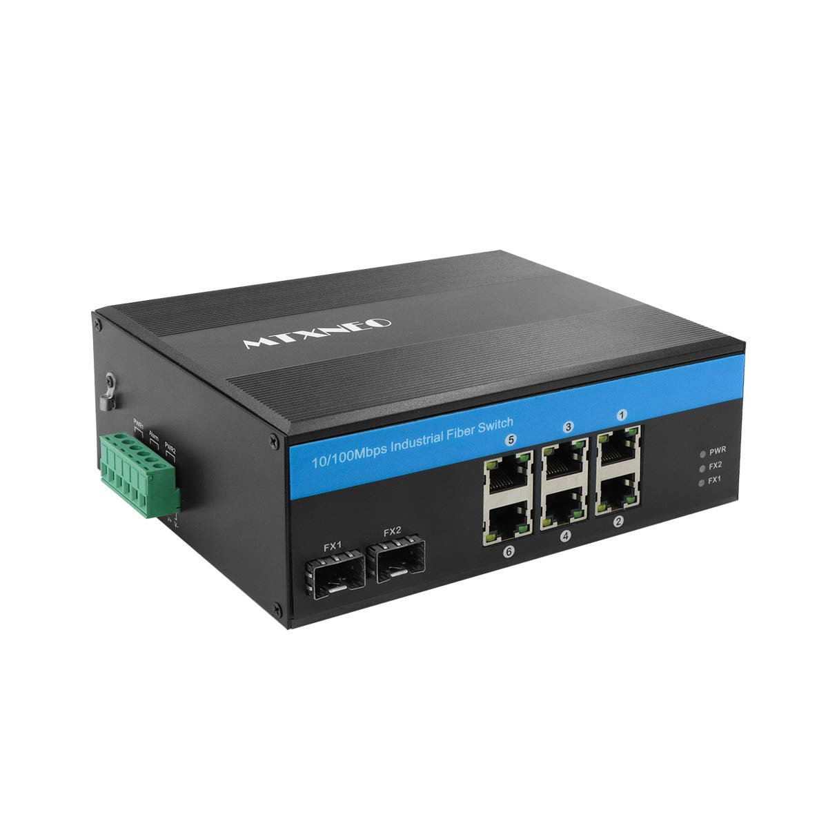 Conmutador de red Gigabit Ethernet de 8 puertos de montaje en rail industrial, 2 puertos SFP y 6 puertos RJ45