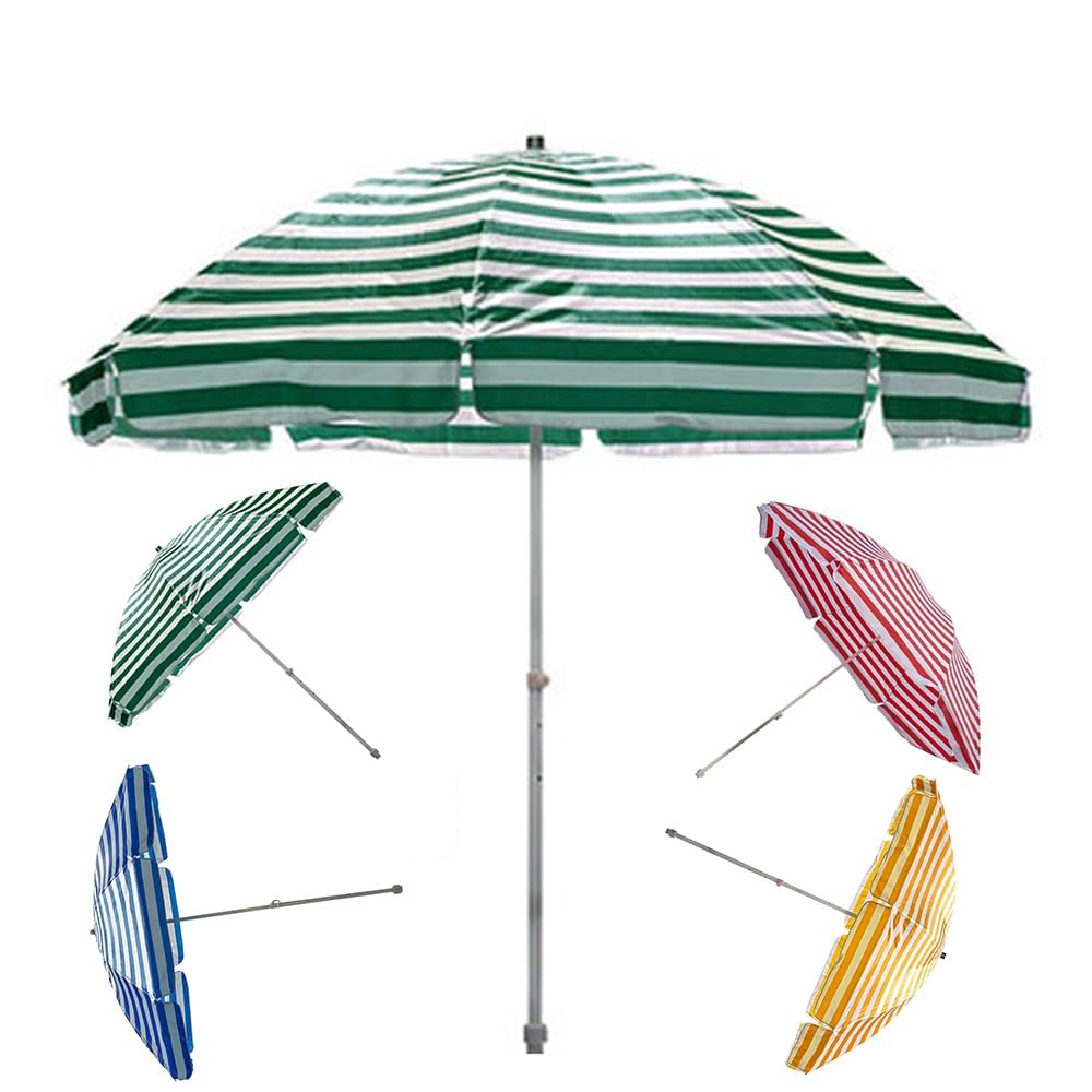 LRZPTDYU Outdoor Patio Umbrella, Blue Ø190cm, Optional 2m/2.2m/2.5m, Striped Portable Sun Shade for Deck Garden Beach Yard