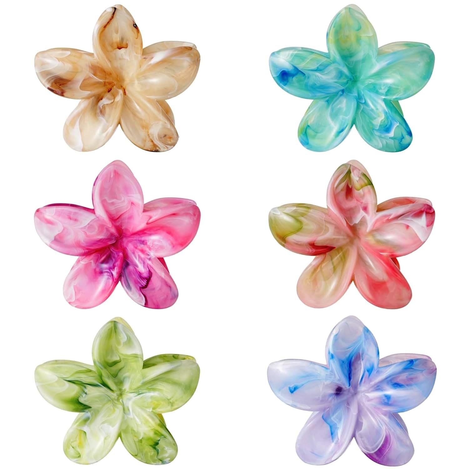 Flower Hair Clips, Large Claw Clips for Women Ladies, Big Cute Summer Hair Claws, Beech Hair Catch Clamps Barrettes Headwear Accessories for Thin
