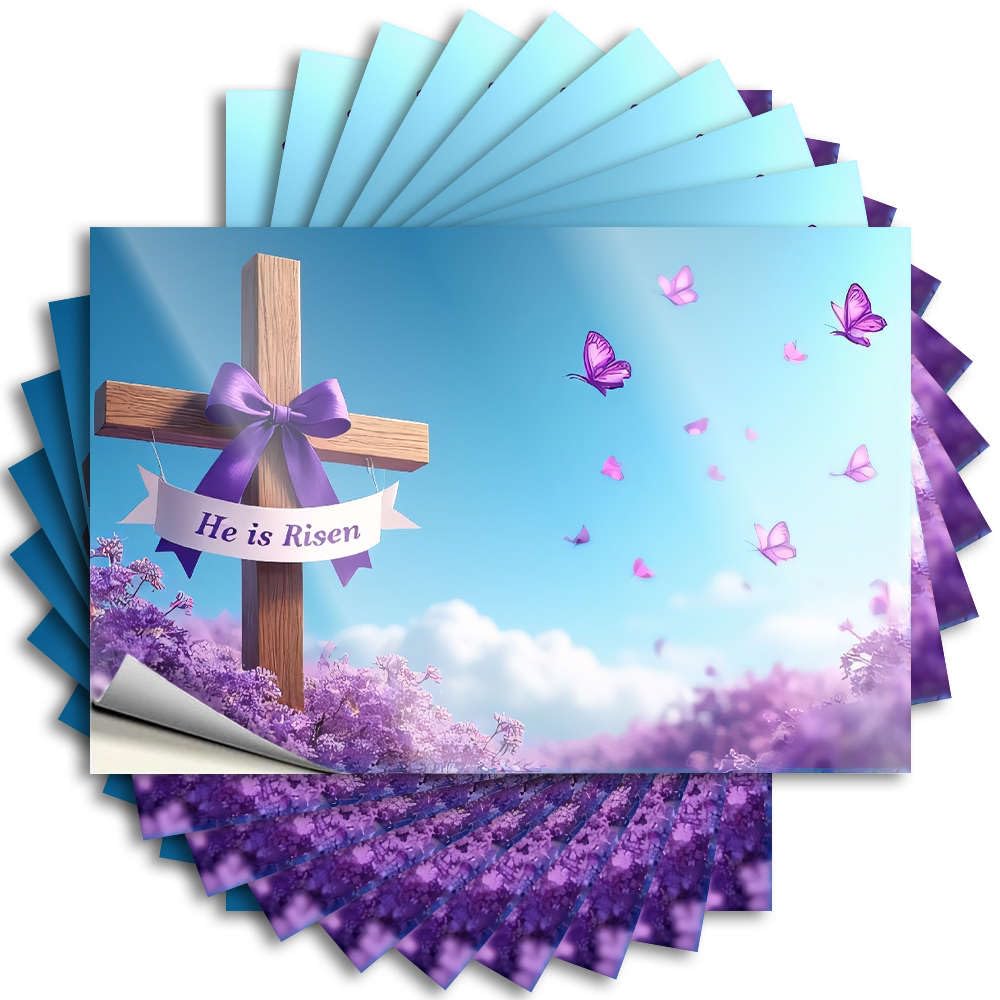 Fzfn Colour Room Door Decor Helmet Stickers | A Wooden Cross Adorned With A Purple Ribbon And Butterflies, Accent For Colorful Decor(12X18cm)