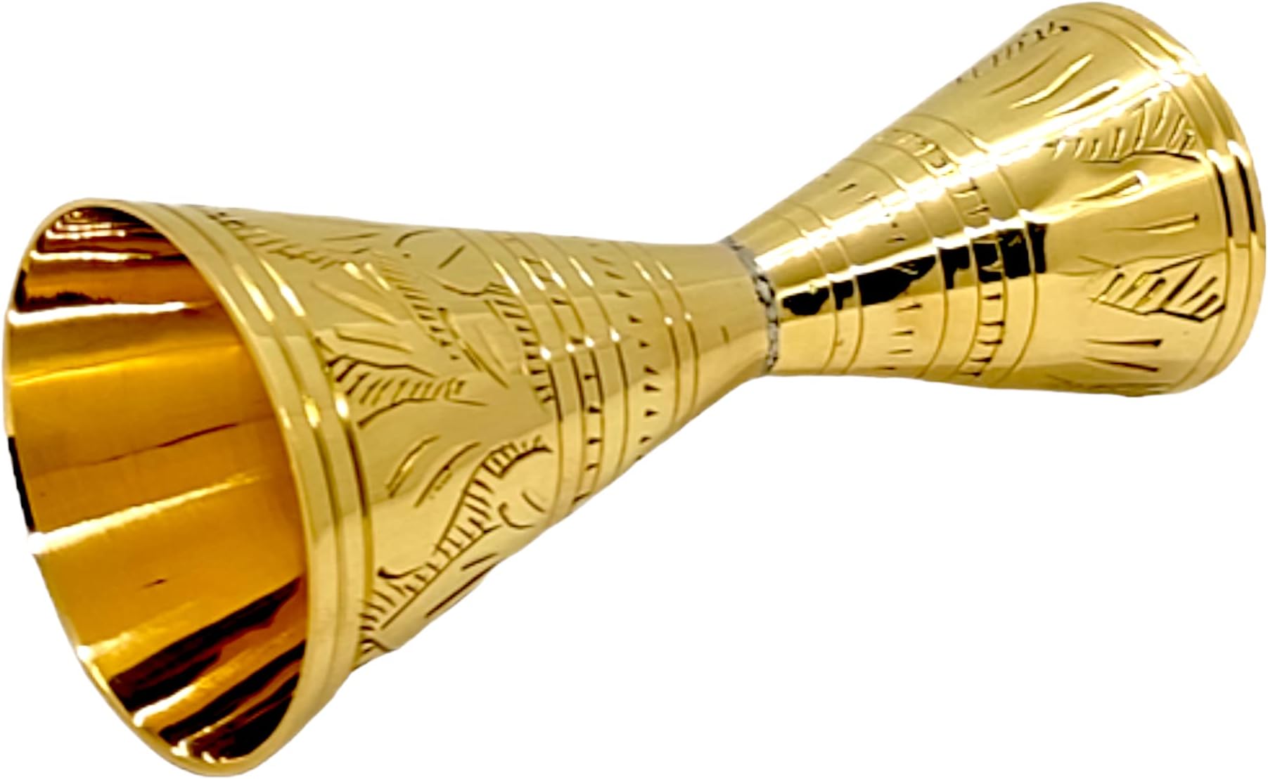 Akanksha Arts Brass, Golden Shade, 30 ml / 60 ml, Peg Measure, Jigger, Shot Glass, Brass, Alluring Engraving,