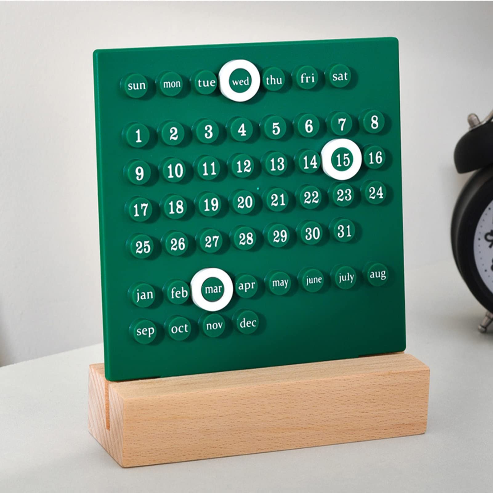 Wooden Kids Calendar, Kids Perpetual Calendar ABS Wooden for Home (Green) - Image 3