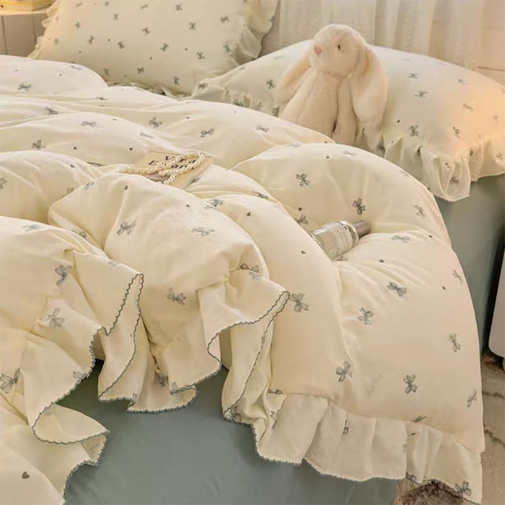 AShanlan Bettwäsche Blumen 135x200 Pflanzenmuster Bettbezug und Kissenbezug 80x80 cm ÖkoTex Zertifiziert Microfaser Bettwäsche-Sets mit Reißverschluss