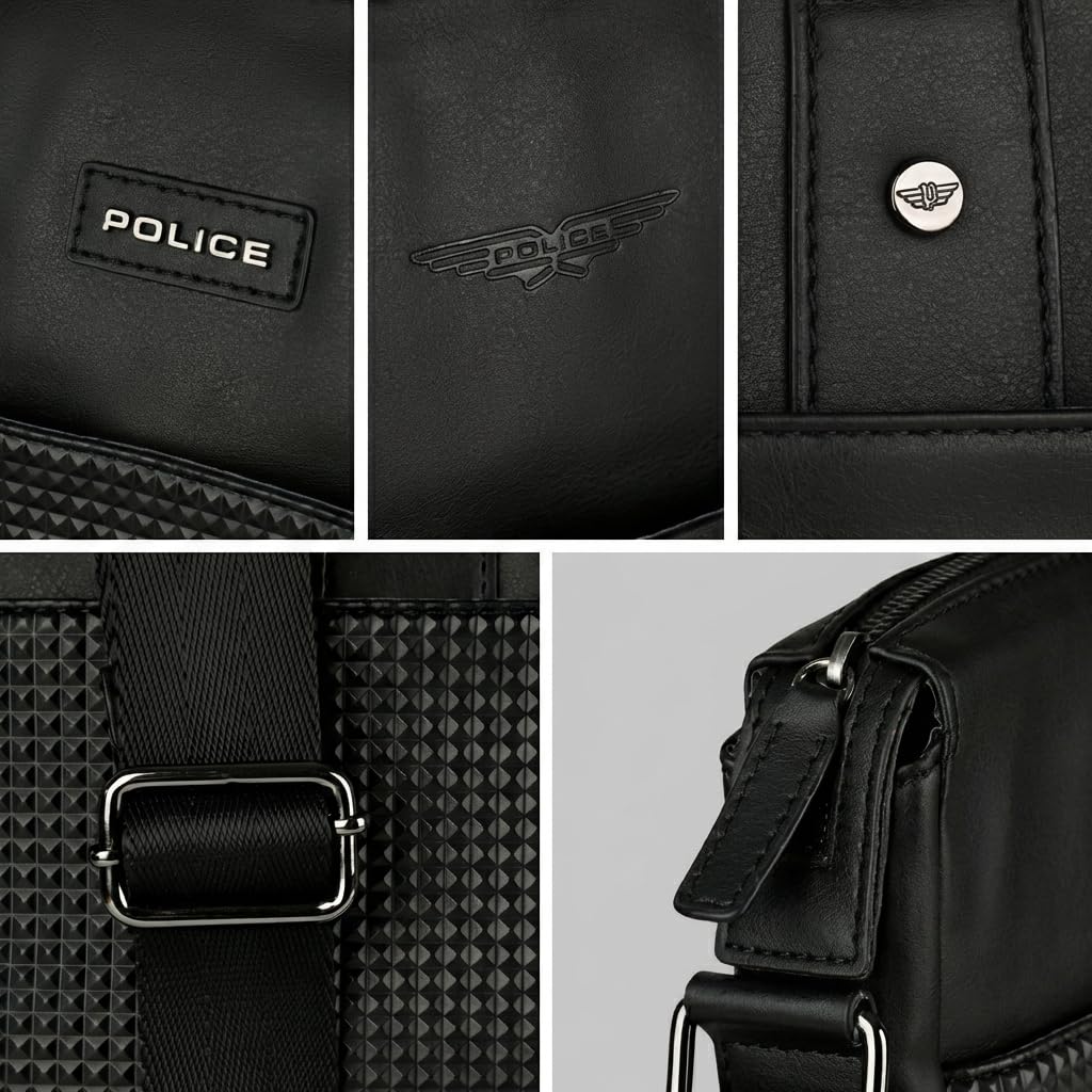 Police Borsa Lavoro Uomo Nera, in PU, Tracolla Porta PC, Messenger Portadocumenti, Ufficio, Università, Ventiquattrore Business