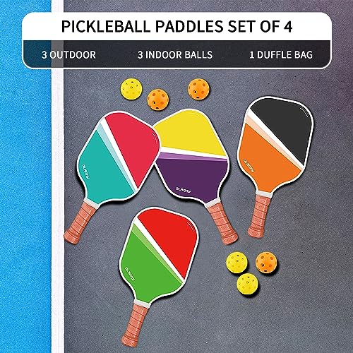 Image of OLANNY Graphite Pickleball Paddles Set- Premium Rackets Fiber Face & Polymer Honeycomb Core Pickleball Set Includes Pickleball Paddles + Pickleball Balls+ Replacement Soft Grip + 1 Bag
