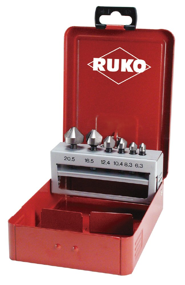 RUKO HSS Long Series Taper and Deburring Counter Sinker Bit Set in