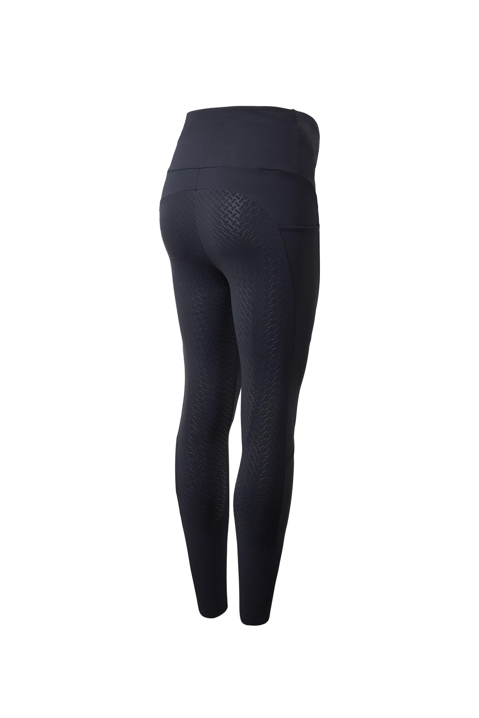 HORZE Damen Schwangerschafts-Reitleggings Ginny – Bequeme & Elastische Umstands-Reithose mit Silikon-Vollbesatz & Handytasche - Blau, 38