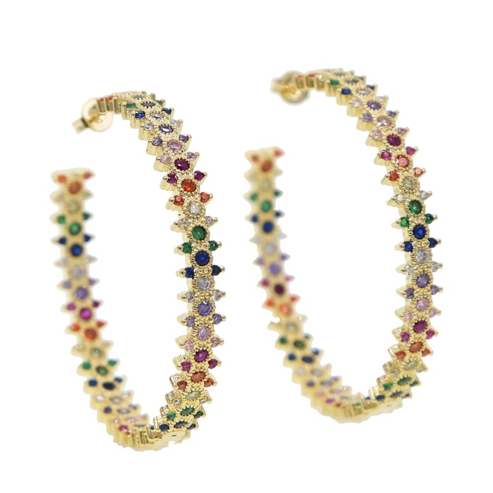CZ Accented Large Delicate Hoops