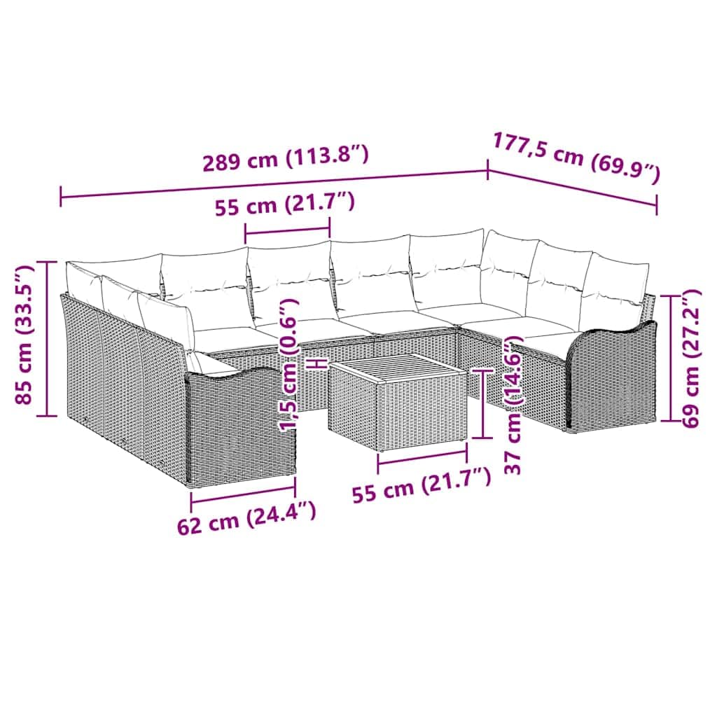 vidaXL Gartensofa-Set 10 STK. Beige Poly-Rattan | Anpassbare Abschnitte, die deiner Kreativität keine Grenzen setzen, Wetterfeste Kissen für chillige Momente,