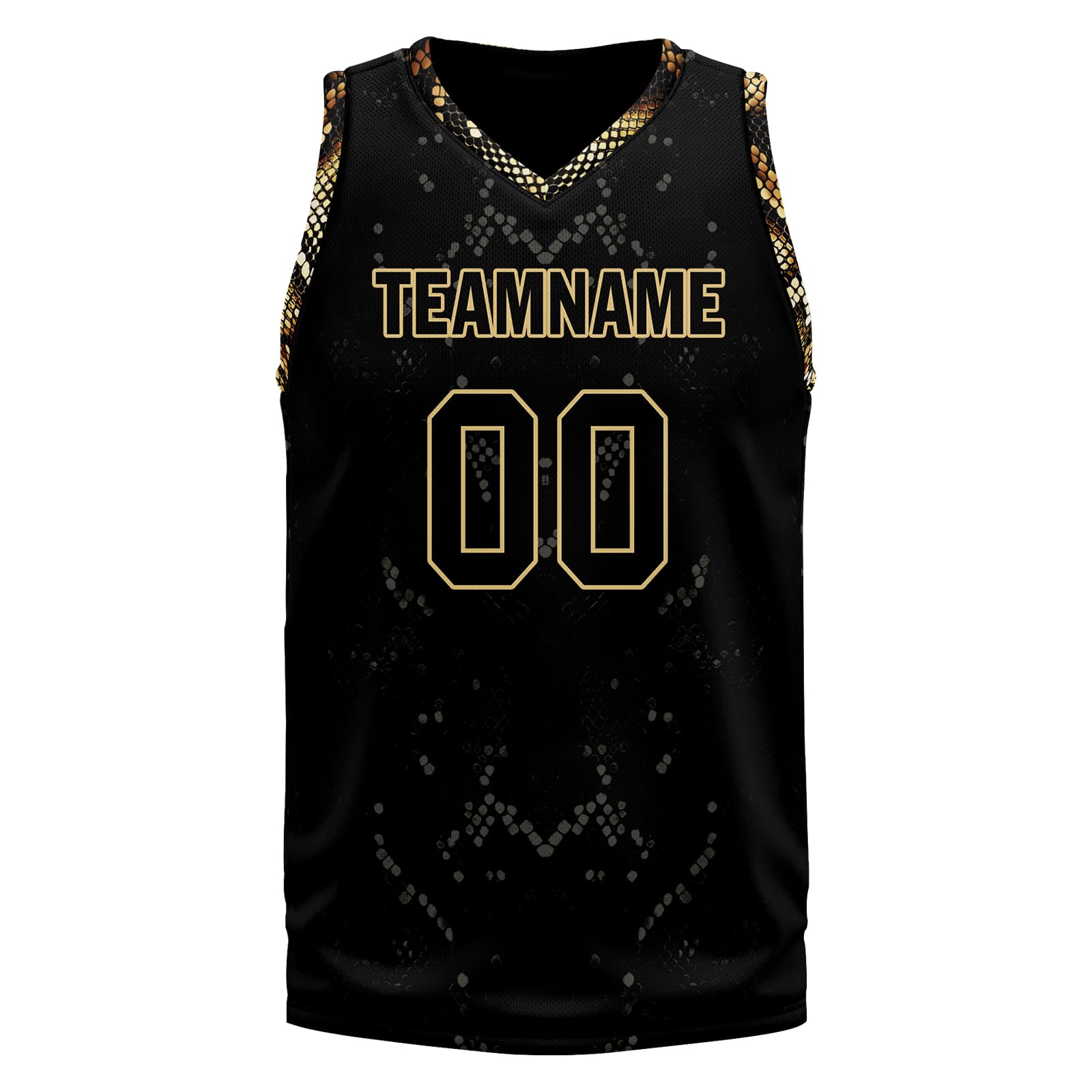 AWSOLE Custom Basketball Jersey Set for Men Women Snake Floral Design Quick Dry Breathable Team Jersey Personalized Shirt Black/Beige