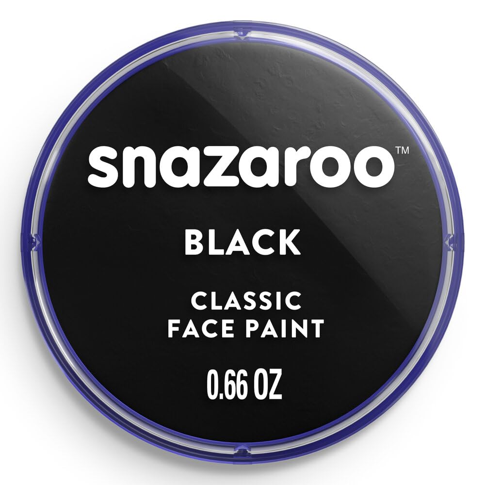 Snazaroo - Pintura facial y corporal, 18,8 g, color negro, profesional a base de agua, pastilla de aquacolor individual para adultos, niños y efectos especiales