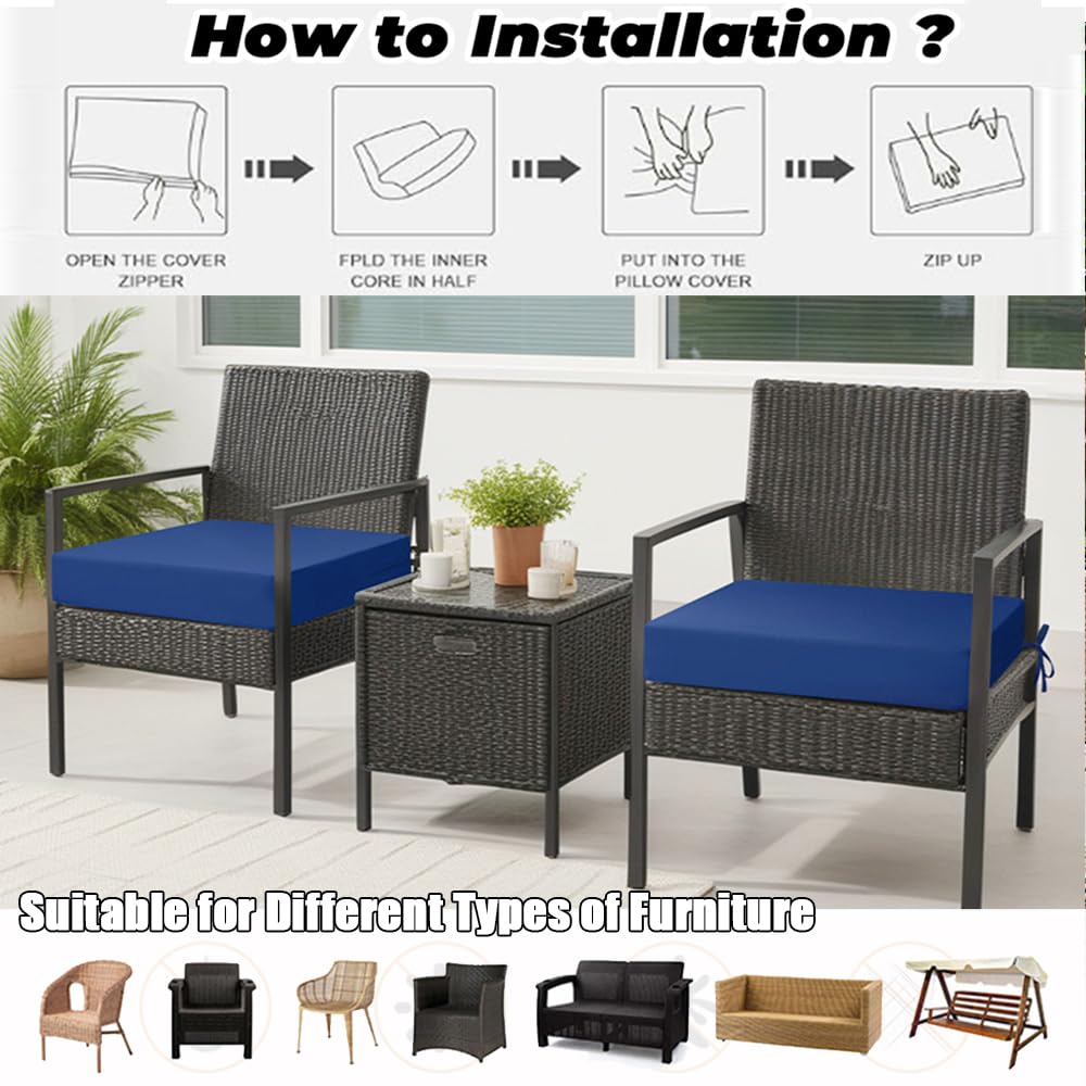 Hiseng Outdoor Sitzkissenbezug 2er Set Wasserdicht Volltonfarbe Terrasse Gartenpolster Ersatzbezug mit Reißverschluss, Wetterfest Sofabezug für Terrassenstuhl, Gartenmöbel (Hellbraun,55x55x8cm)