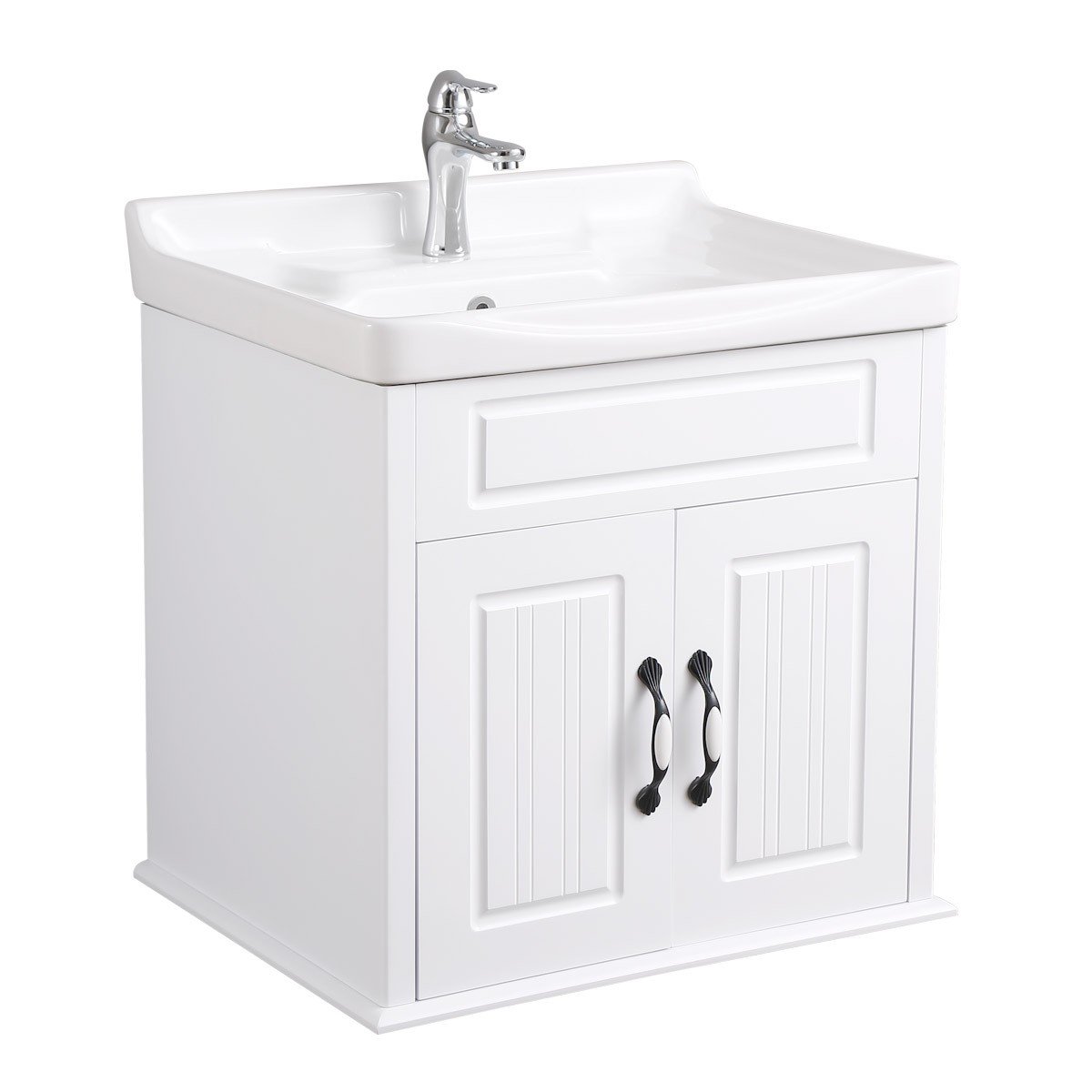 Renovators Supply Manufacturing Adeline Bathroom Vanity with Sink 24 1/4 in. Wide White Ceramic Vanity Sinks for Bathrooms with Bathroom Vanity,