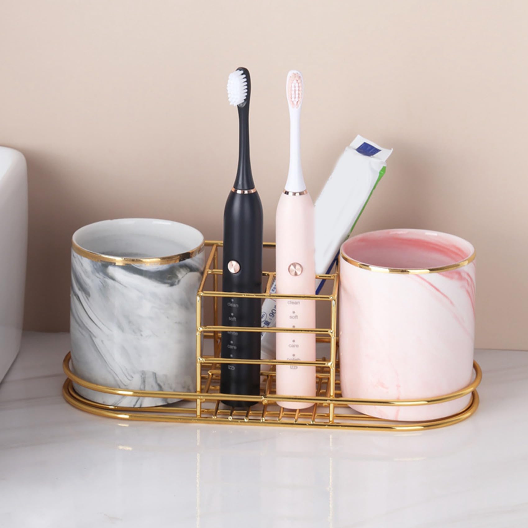6X Rasoi da Bagno Montato Un Parete Portaoggetti per Cosmetici Supporto Salvaspazio nel Ventilato Porta Spazzolino per Dentifricio per La Casa