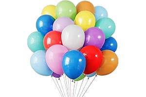 RUBFAC Rainbow Balloons Kit, 65 Pcs of Latex-Free Balloons for Irresistible Party Delights!