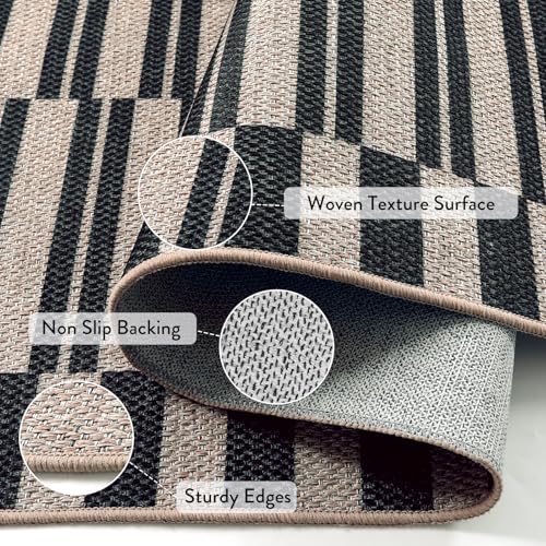 Lahome Striped Easy Jute Outdoor Patio Rug, 3x5 Washable Rugs for Porch - image 3