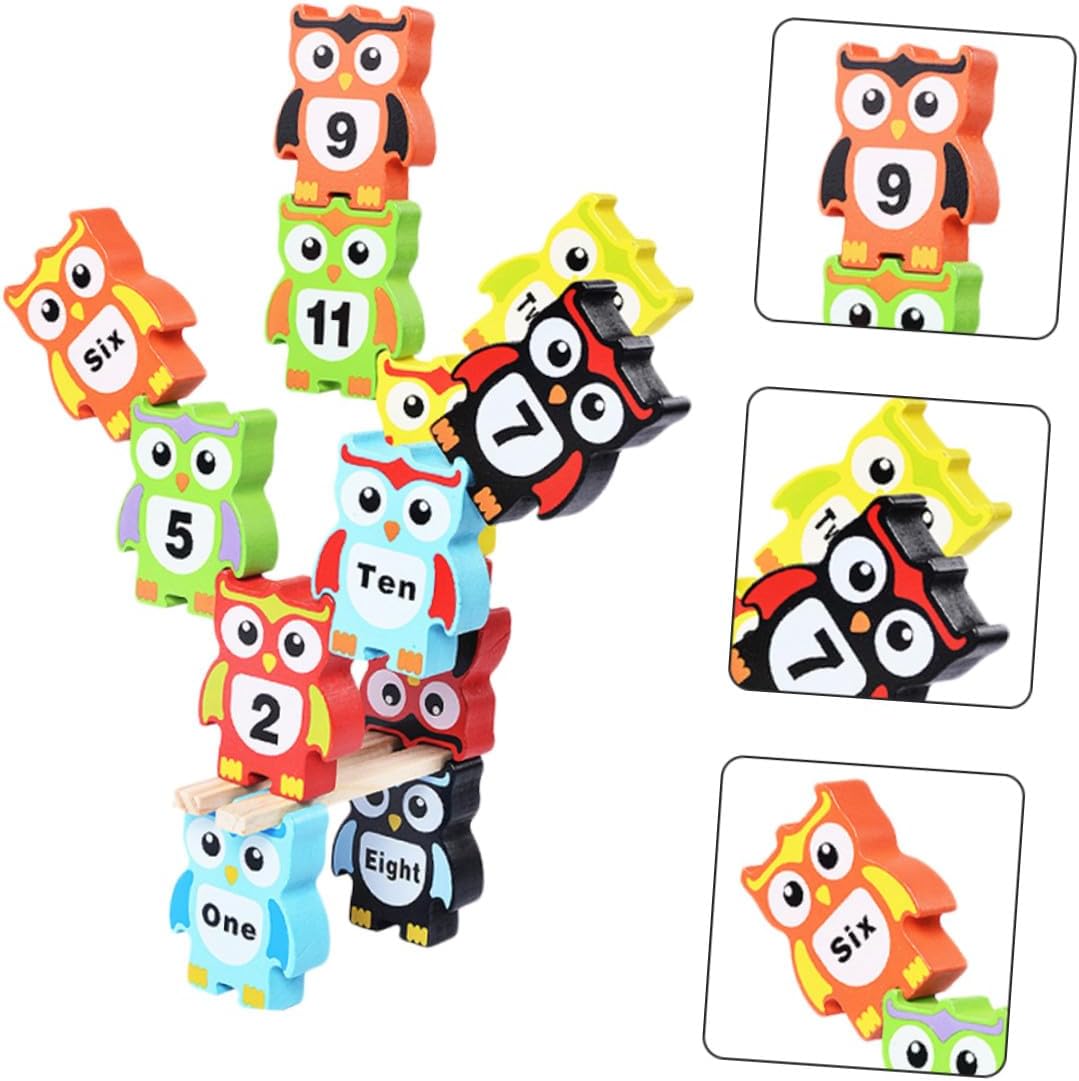 Colorful Owl-Shaped Wooden Building Blocks for Educational Stackable to Develop Balance Patience Imagination Safe Smooth Surface Preschool for Boys