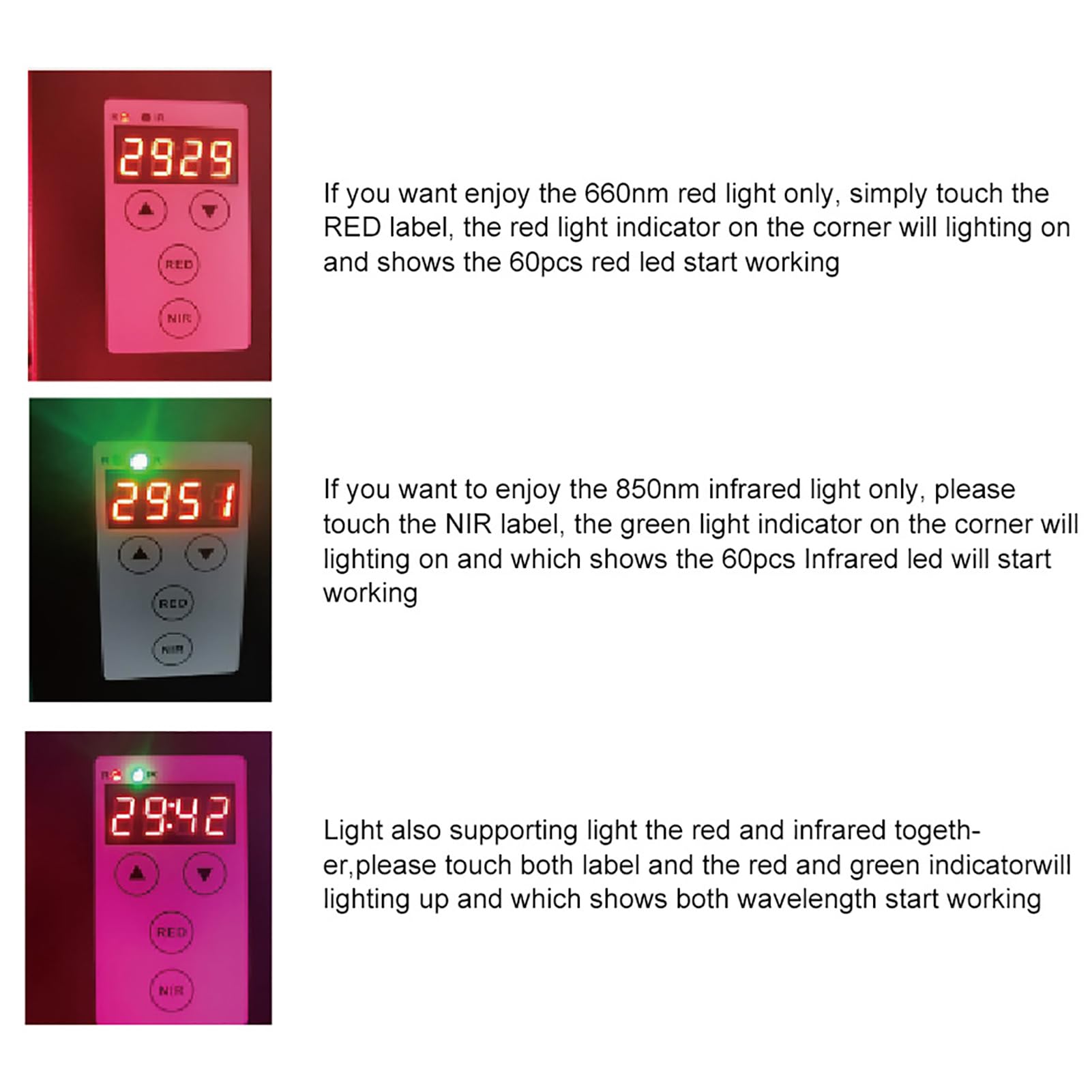 Panele do terapii światłem czerwonym na twarz i ciało, lampa do terapii światłem LED 660 nm czerwona i 850 nm bliskiej podczerwieni z 60 diodami LED Dual Chip, timerem i stojakiem