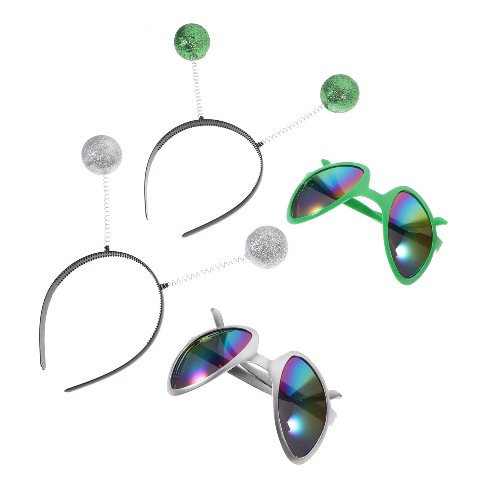 Yardwe Alien Headband Glasses 4pcs Set Glittery Alien Sunglasses Party Decorative Headbands Unisex Fashion