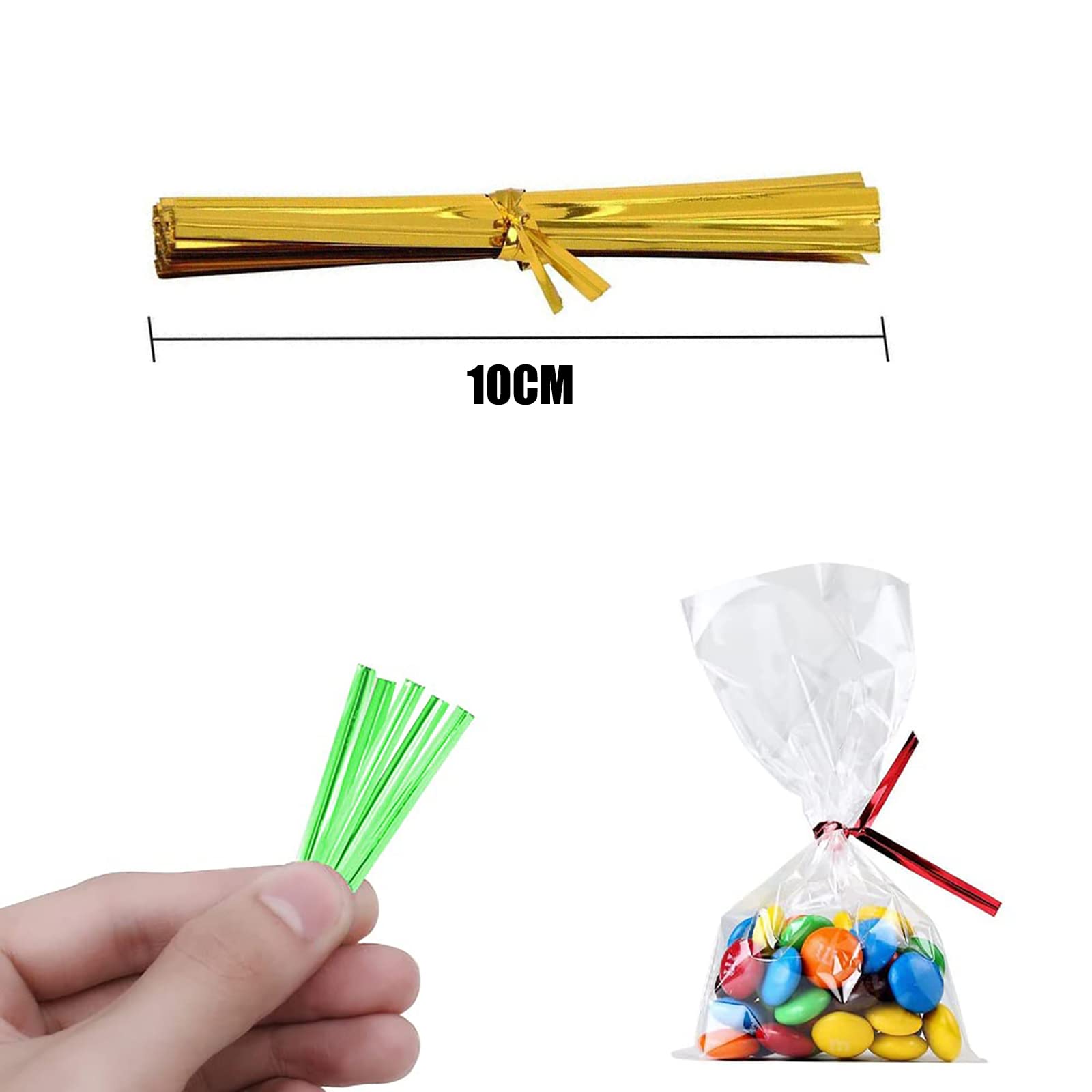 Fermasacchetti Twist Ties 100 Pezzi - Legacci In Plastica Con Anima In Metallo Per Chiusura Sacchetti, Lunghezze Miste