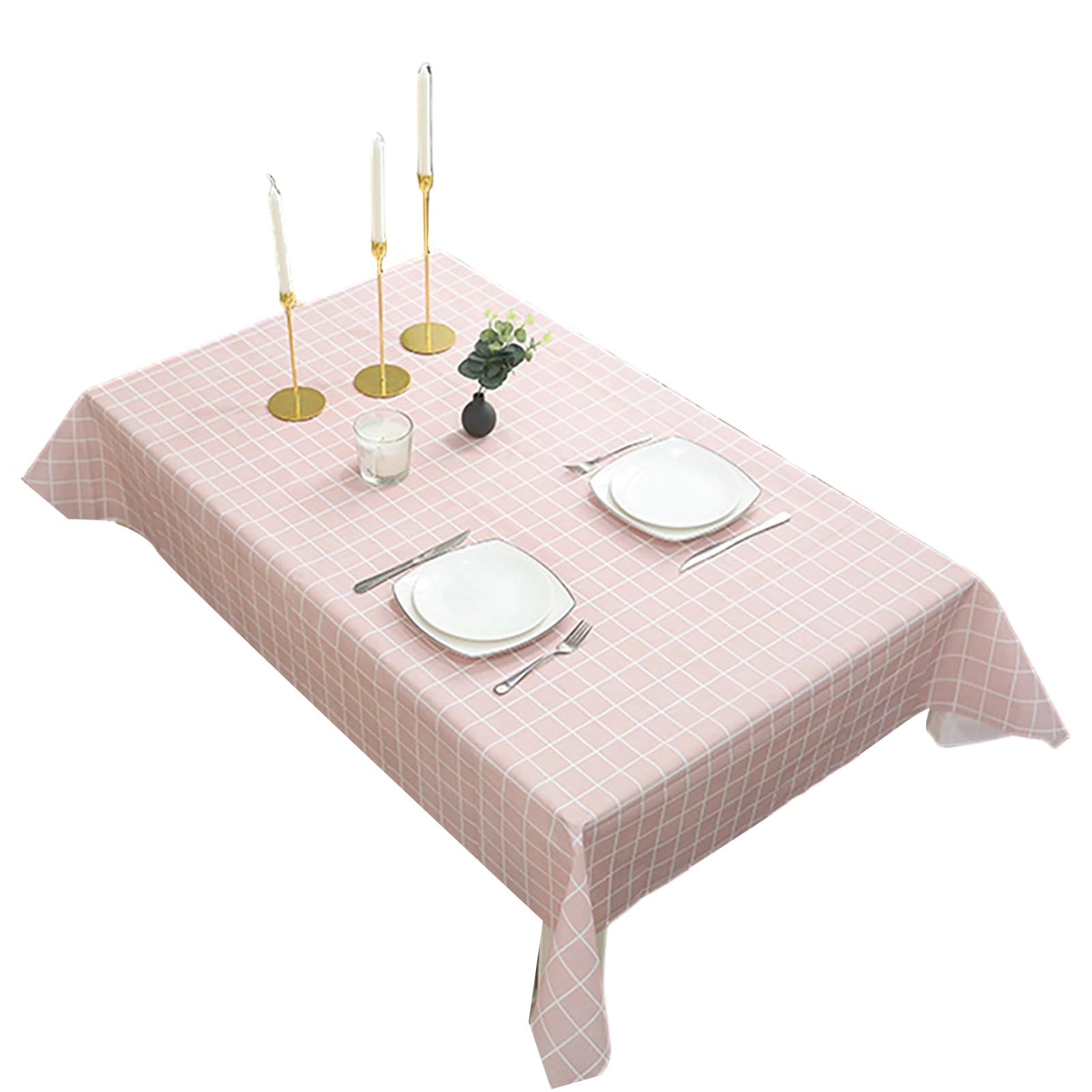 bayicie Rectangular Tablecloth, Plastic Plaid Tablecloth, Waterproof Stain-Resistant Table Cover for Dining Table Outdoor Picnic Camping
