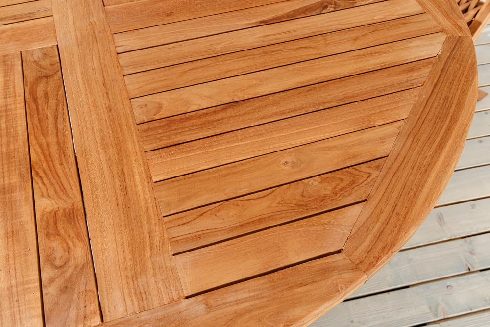 Riess Ambiente Massiver Gartentisch Empire Teak Ø120cm Natur Teakholz Terrassentisch Balkontisch Holztisch Esstisch 4-8 Sitzplätze Outdoor-Tisch Tisch
