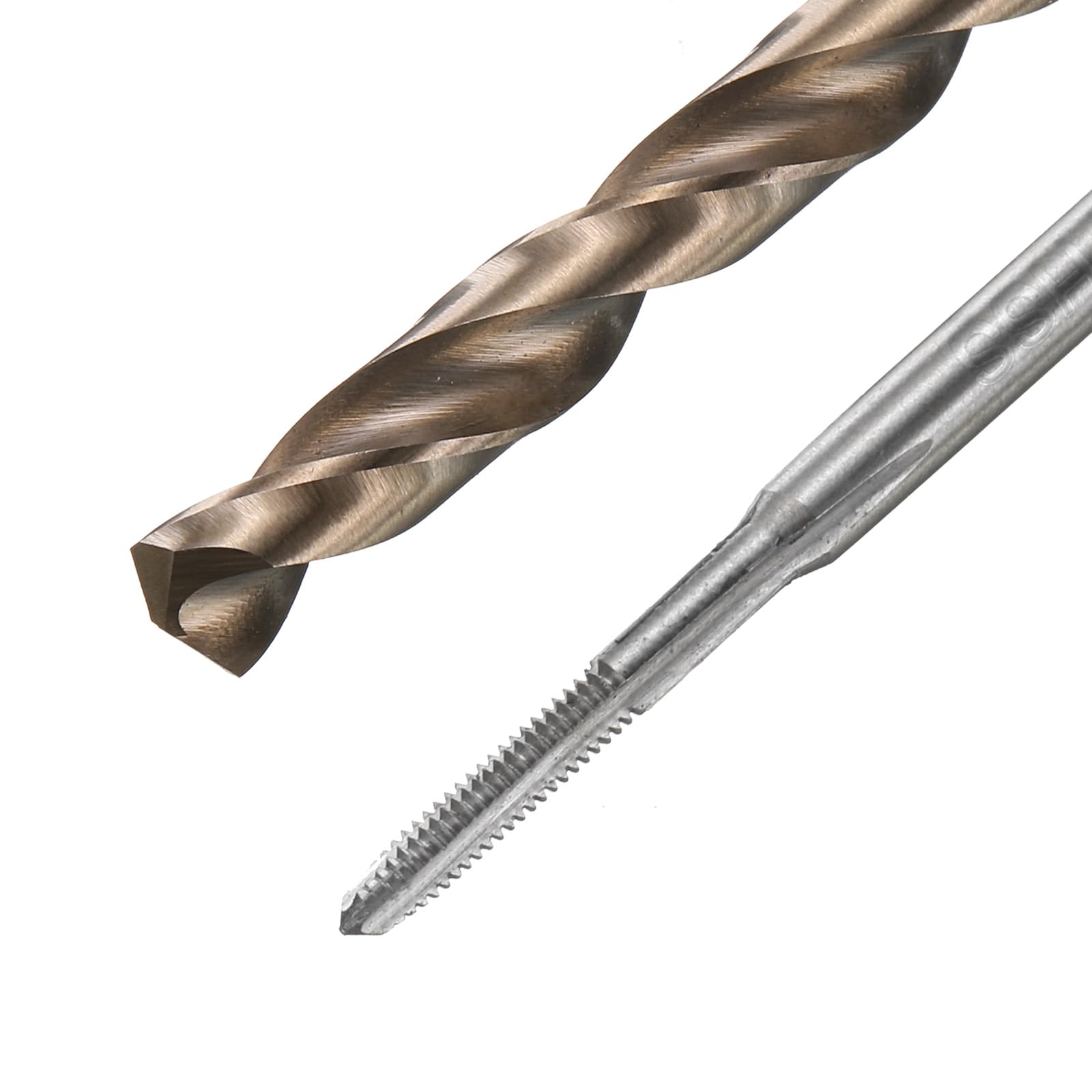 Set di maschi e punte da trapano, 2 maschi per filettatura metrica a scanalatura dritta M2 x 0,4 e 2 punte elicoidali da trapano da 1,5 mm, utensili per filettatura HSS-6542/M35 HSS-CO non rivestit