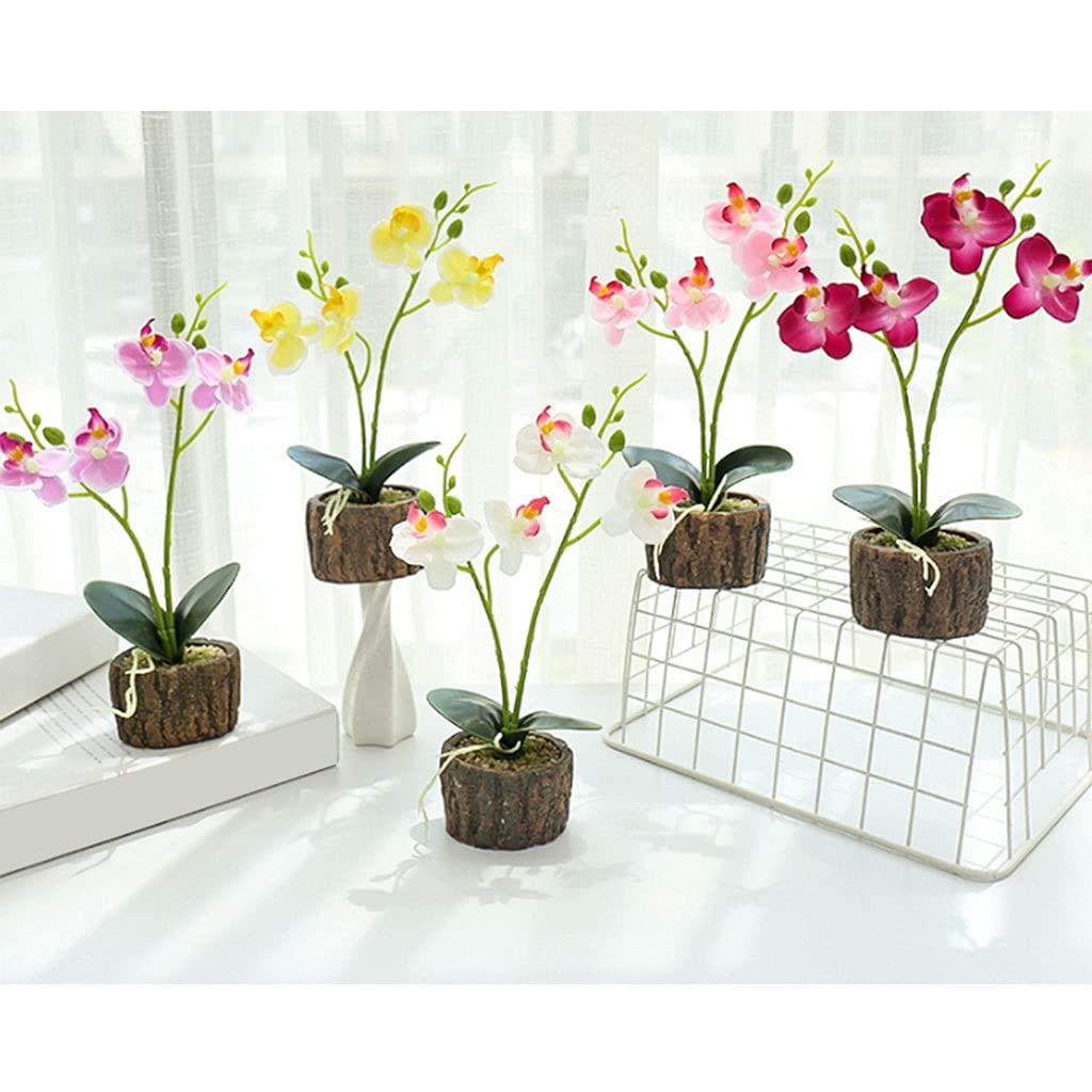 Sztuczne kwiaty doniczkowe, sztuczne kwiaty w jedwabnym wazonie, kompozycja kwiatowa Phalaenopsis i wazon do dekoracji domu i biura, wystrój domu, PI(fioletowy)