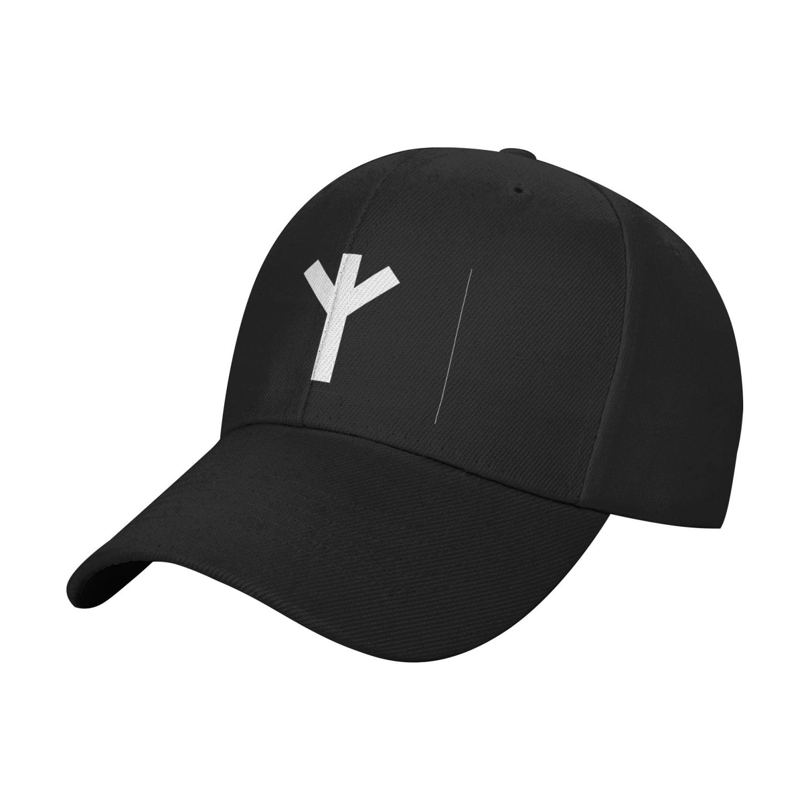 Algiz Rune Baseball Cap Washed Denim Dad Hat Adjustable Adjustable Trucker Hat