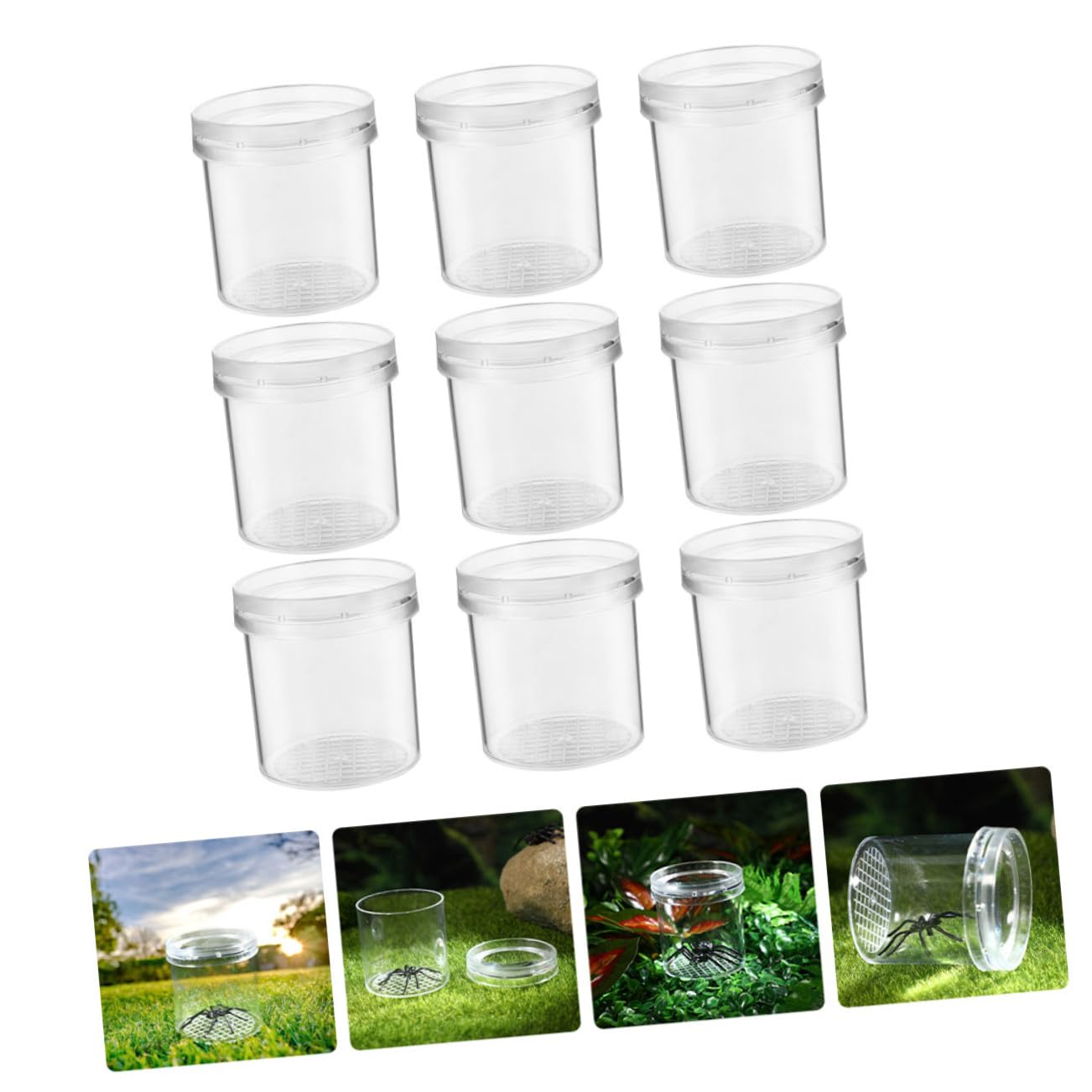 Caja de Observación de Insectos Lupa, 9 Piezas de Plástico | Aumento Triple, Tapa Flujo de Aire, para Niños y Niñas, Kit Educativo de Exploración