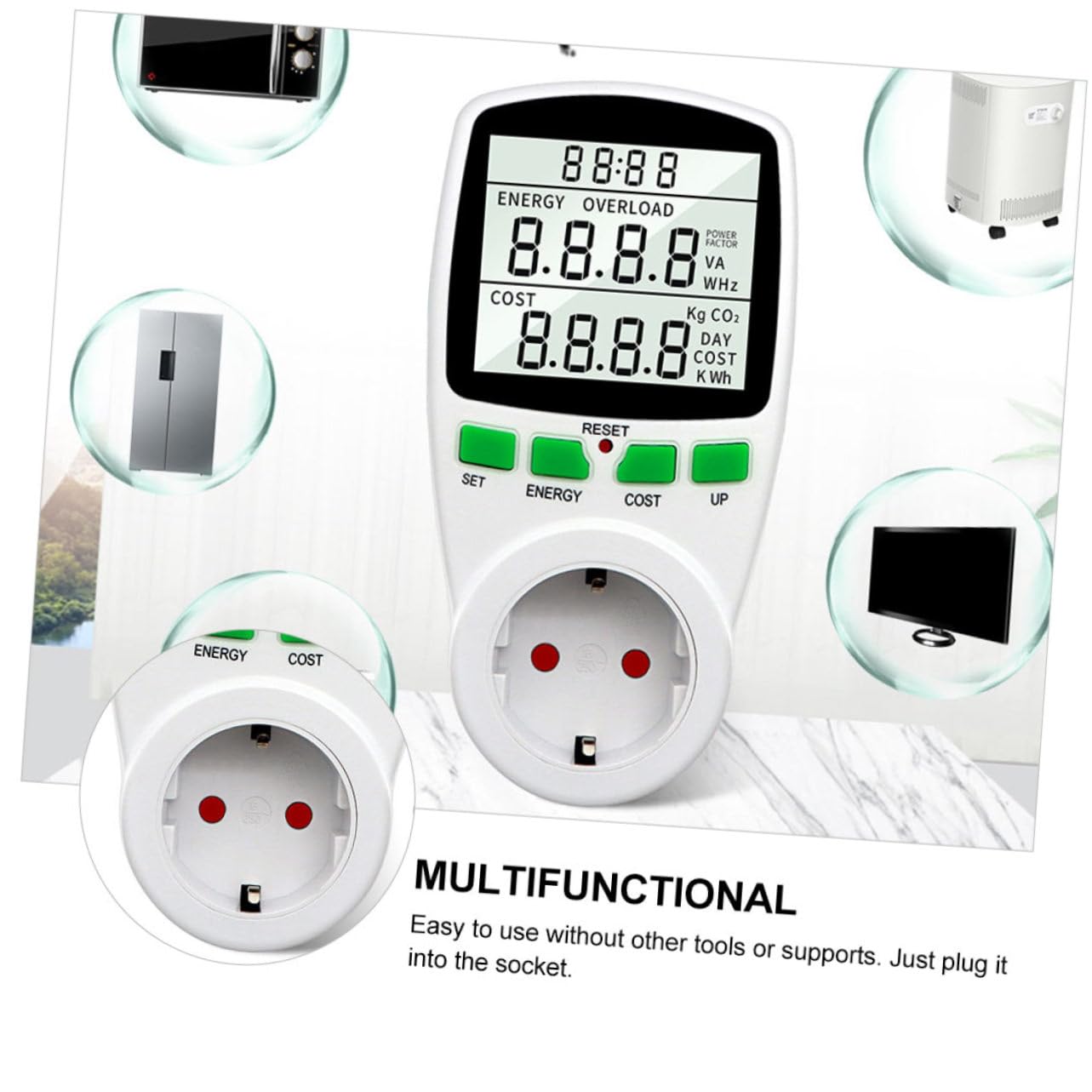 Medidor De Potencia Con Pantalla Lcd Digital Analizador De Consumo De Energía Para Voltaje y Amperaje Real