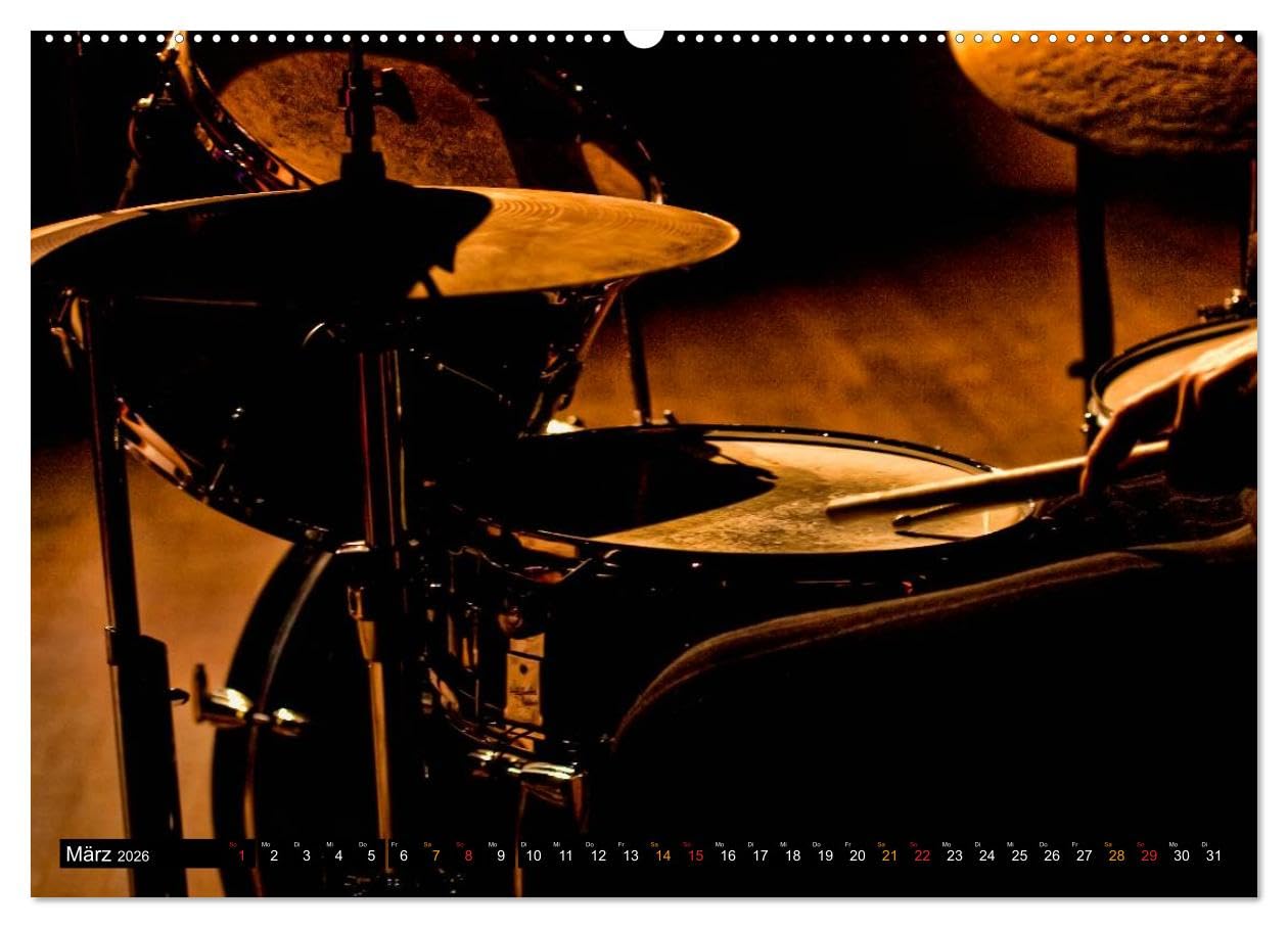 Schlagzeug - einfach cool (hochwertiger Premium Wandkalender 2026 DIN A2 quer), Kunstdruck in Hochglanz: Schlagzeug, das Instrument, dass nicht nur ... auch den Leistungssportler verlangt.