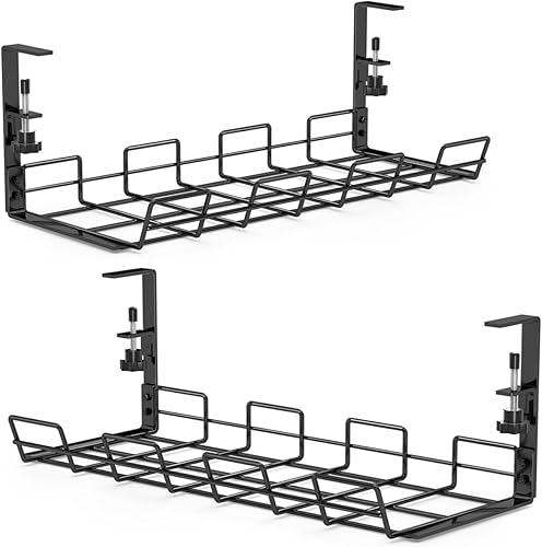 Miniatura 7 de Bandeja de gestión de cables debajo del escritorio sin taladro, bandeja de gestión de cables de escritorio organizador de alambre de metal Tuerca