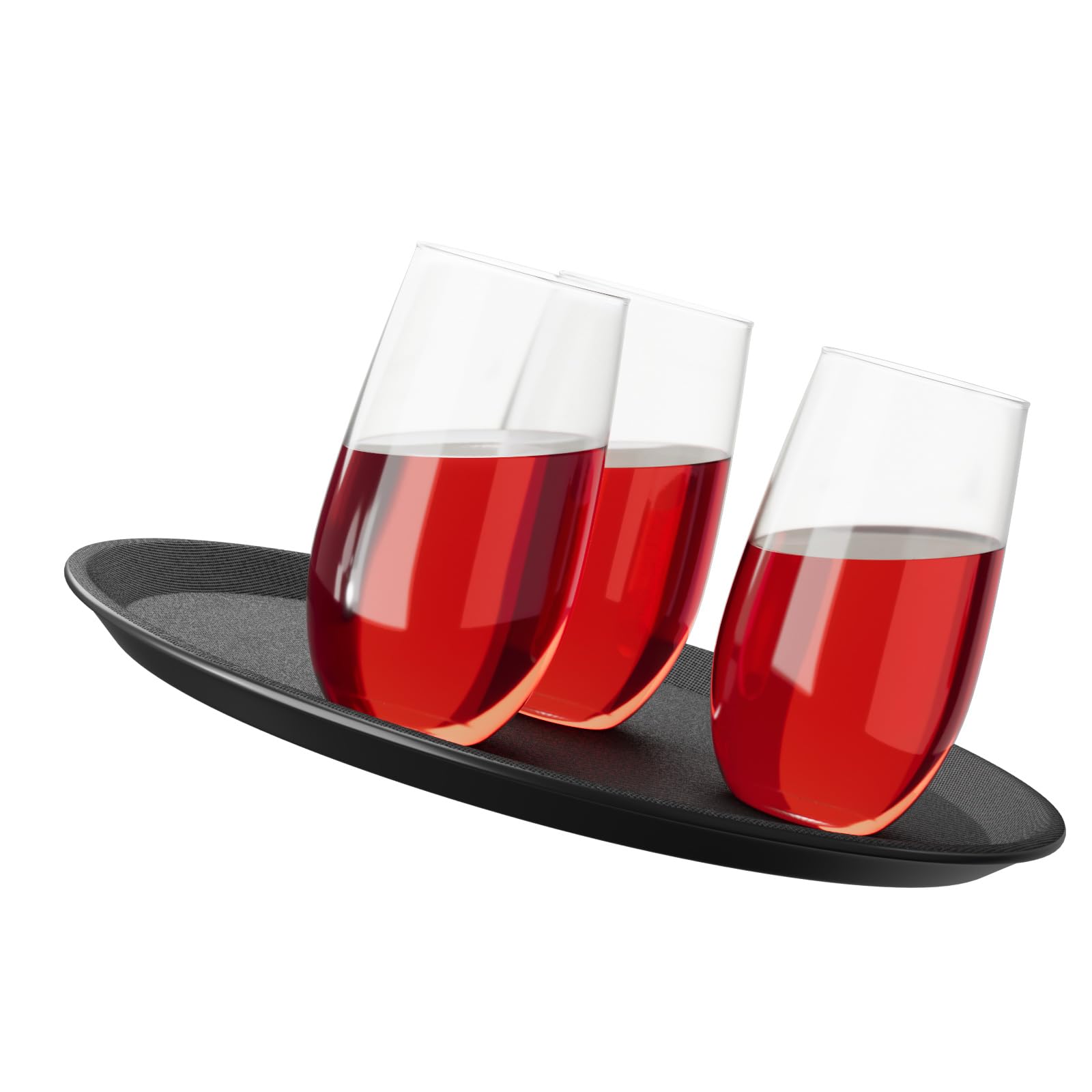 WELLGRO Kellnertablett Schwarz Ø 35 cm – Rutschfestes Serviertablett, Antirutsch, hoher Rand, Gastronomie, Restaurant, Bar, Catering, robust